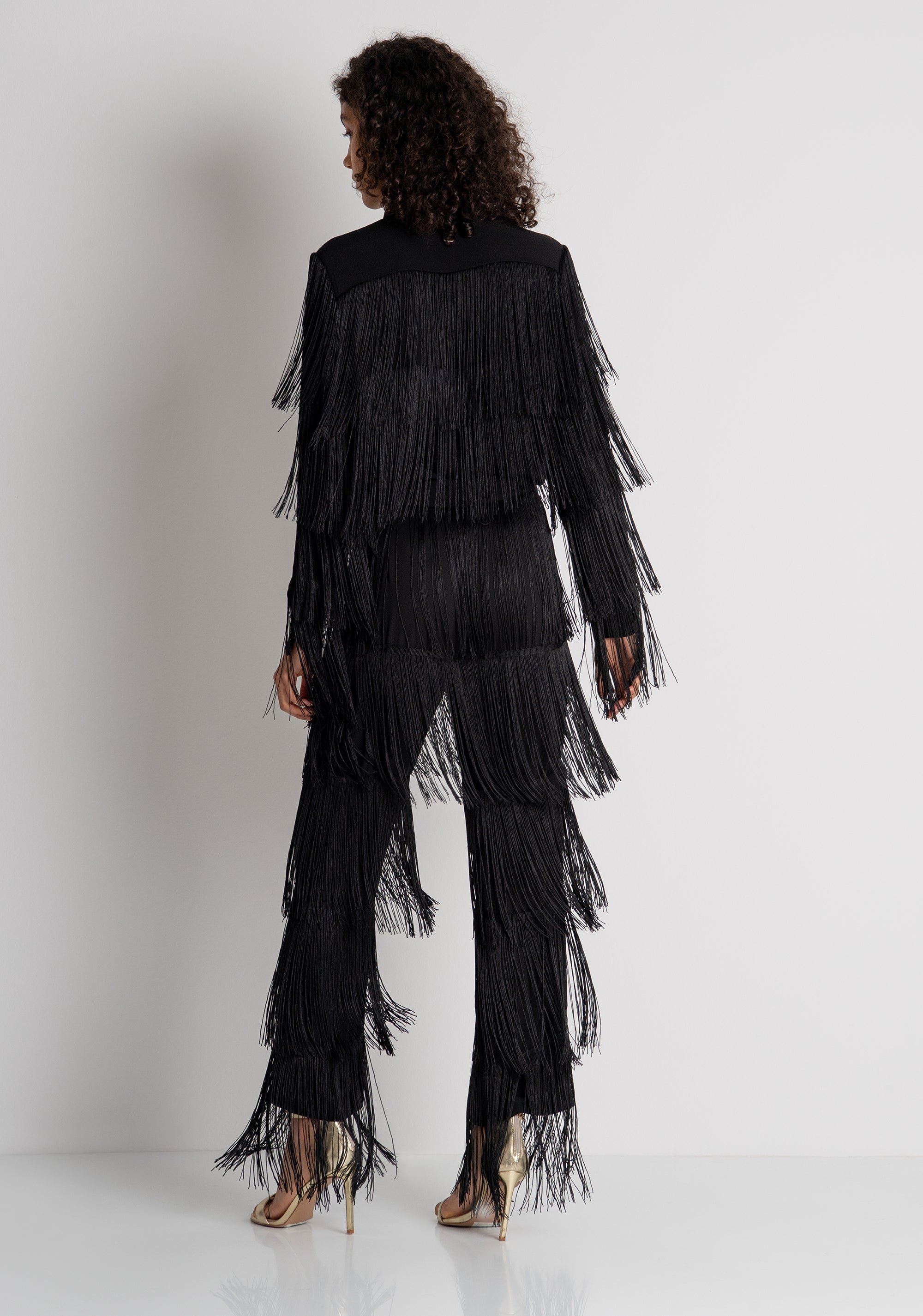 Pantalone wide a palazzo con frange FRACOMINA — immagine 4 di 6