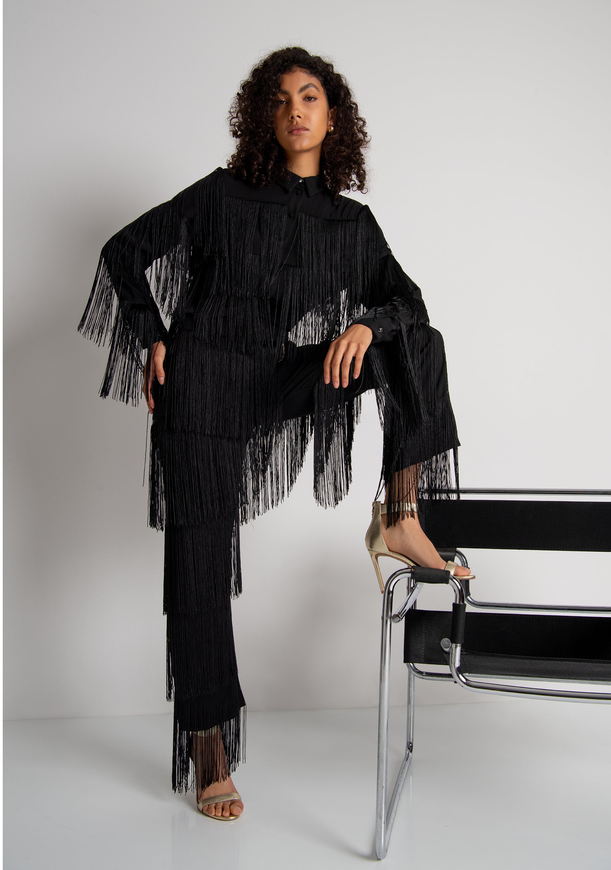 Pantalone wide a palazzo con frange FRACOMINA — immagine 1 di 6