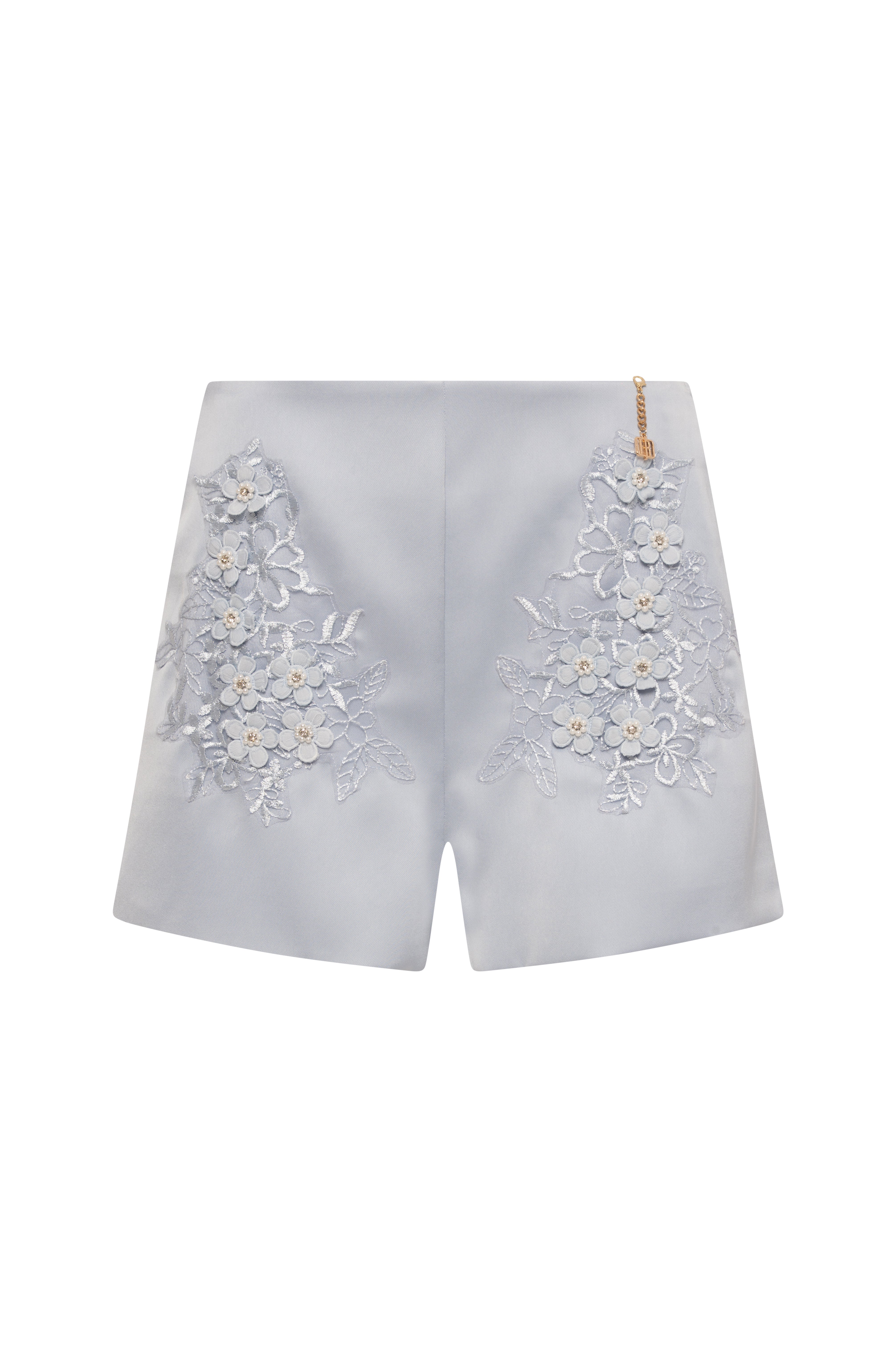 Pantaloncino regular in raso con fiori applicati FQ26WV6001W853E5-K81 Fracomina