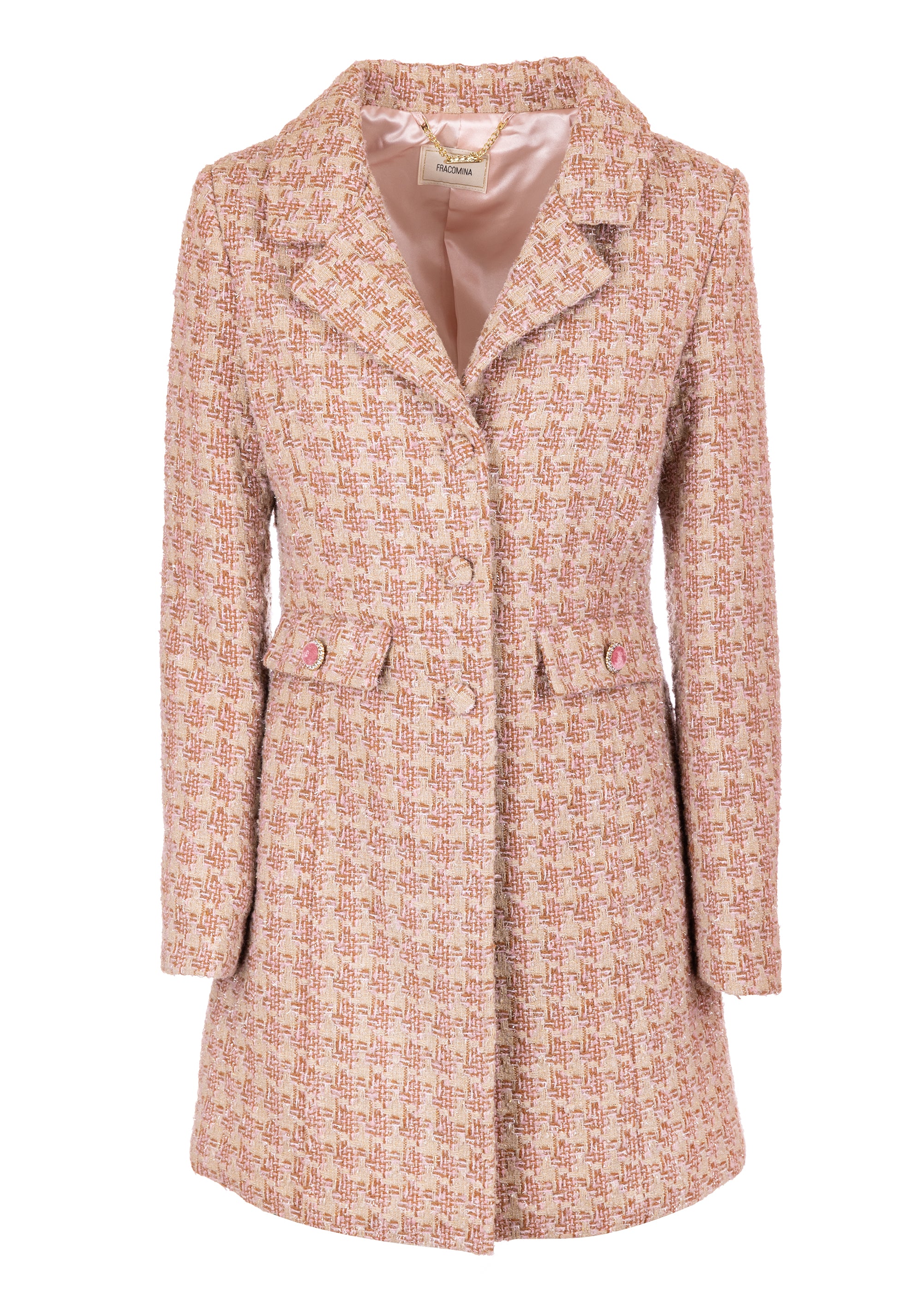 Cappotto slim monopetto in tweed FR23WC1009W578F7 Fracomina