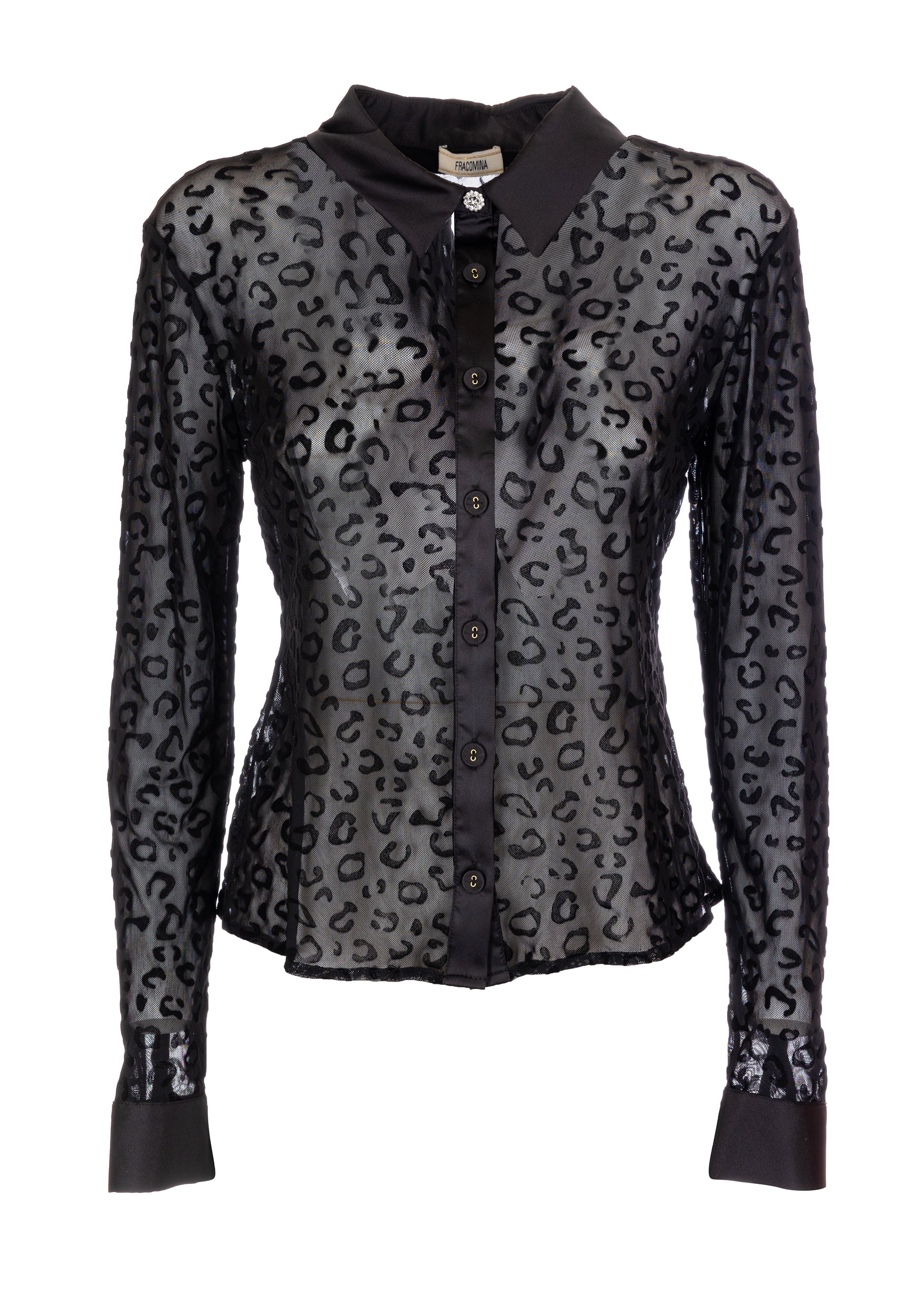 Camicia regular in tulle con fantasia animalier flock FR23WT6001W425L7 Fracomina