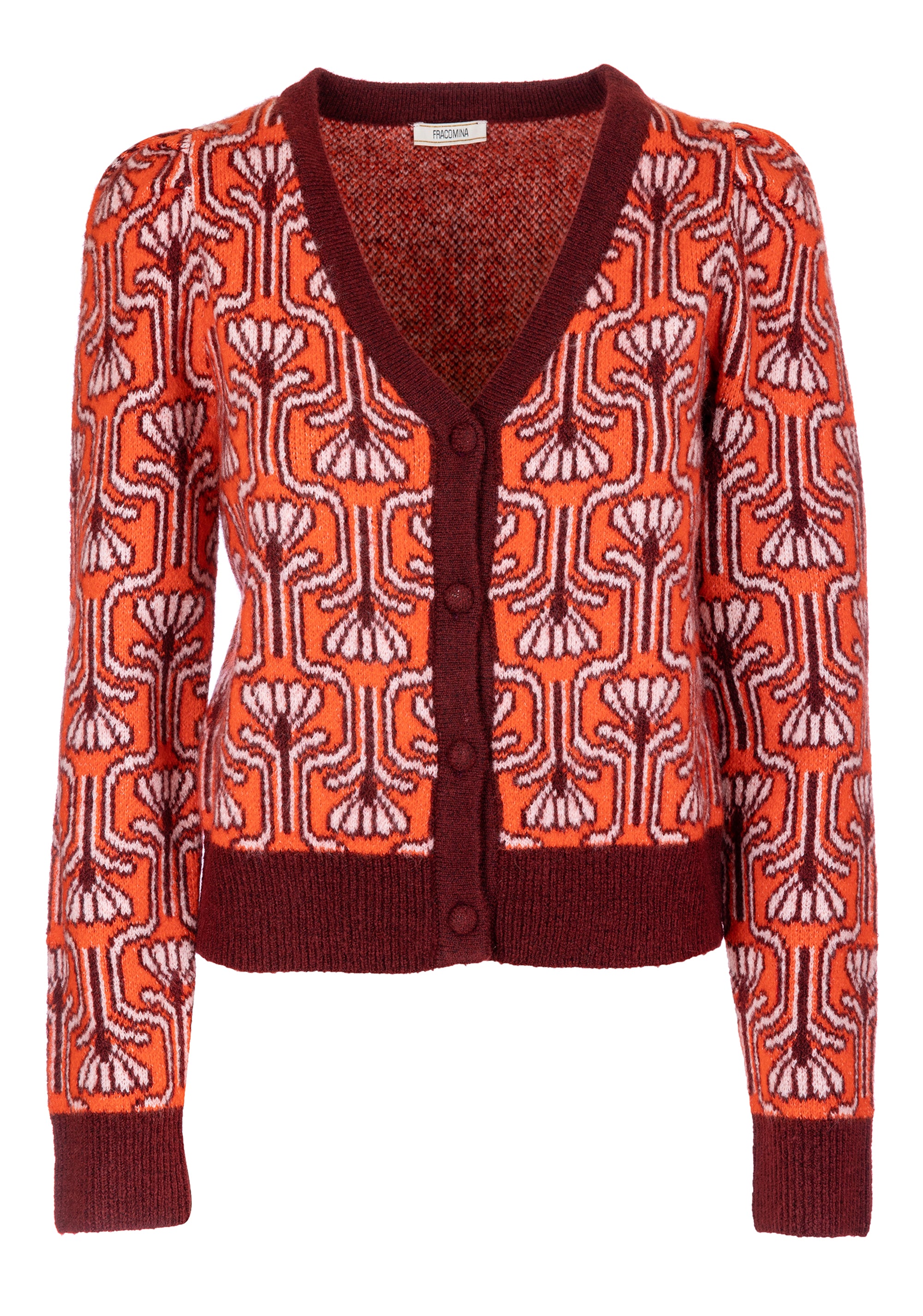 Cardigan regular in jacquard floreale