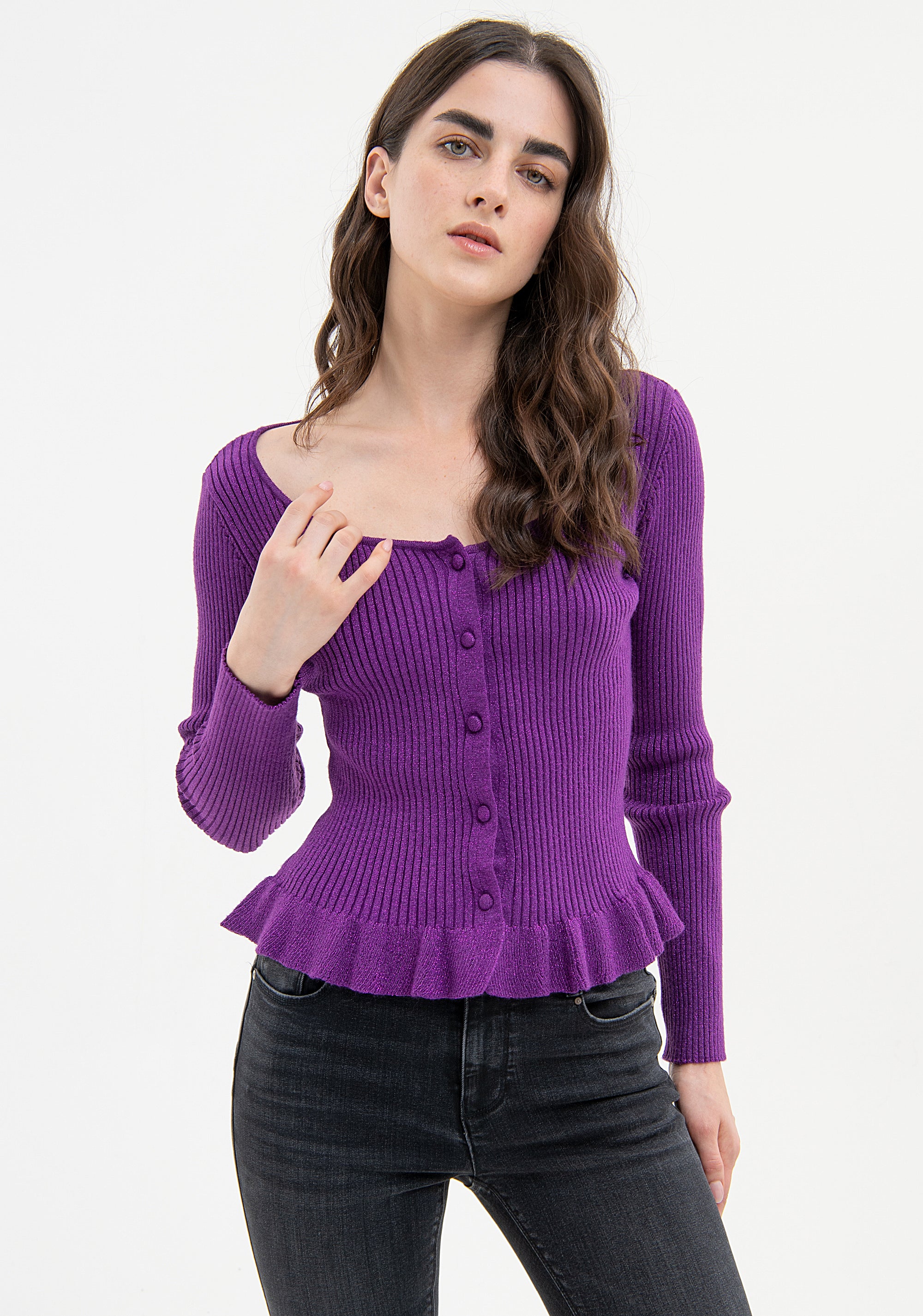 Cardigan slim con lurex FR23WT8014K501Q7 Fracomina