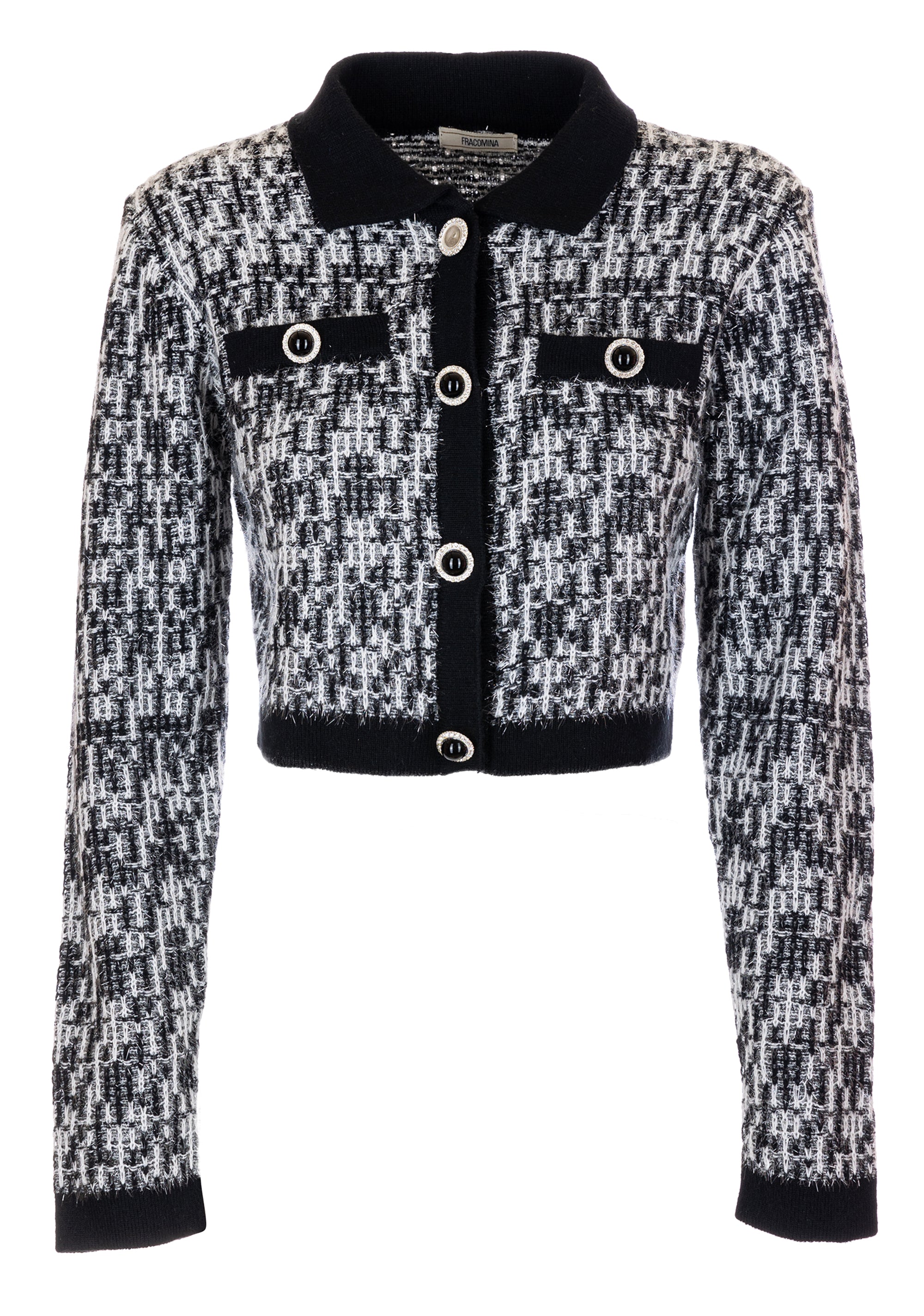 Cardigan slim cropped in jacquard FR23WT8018K405F8 Fracomina