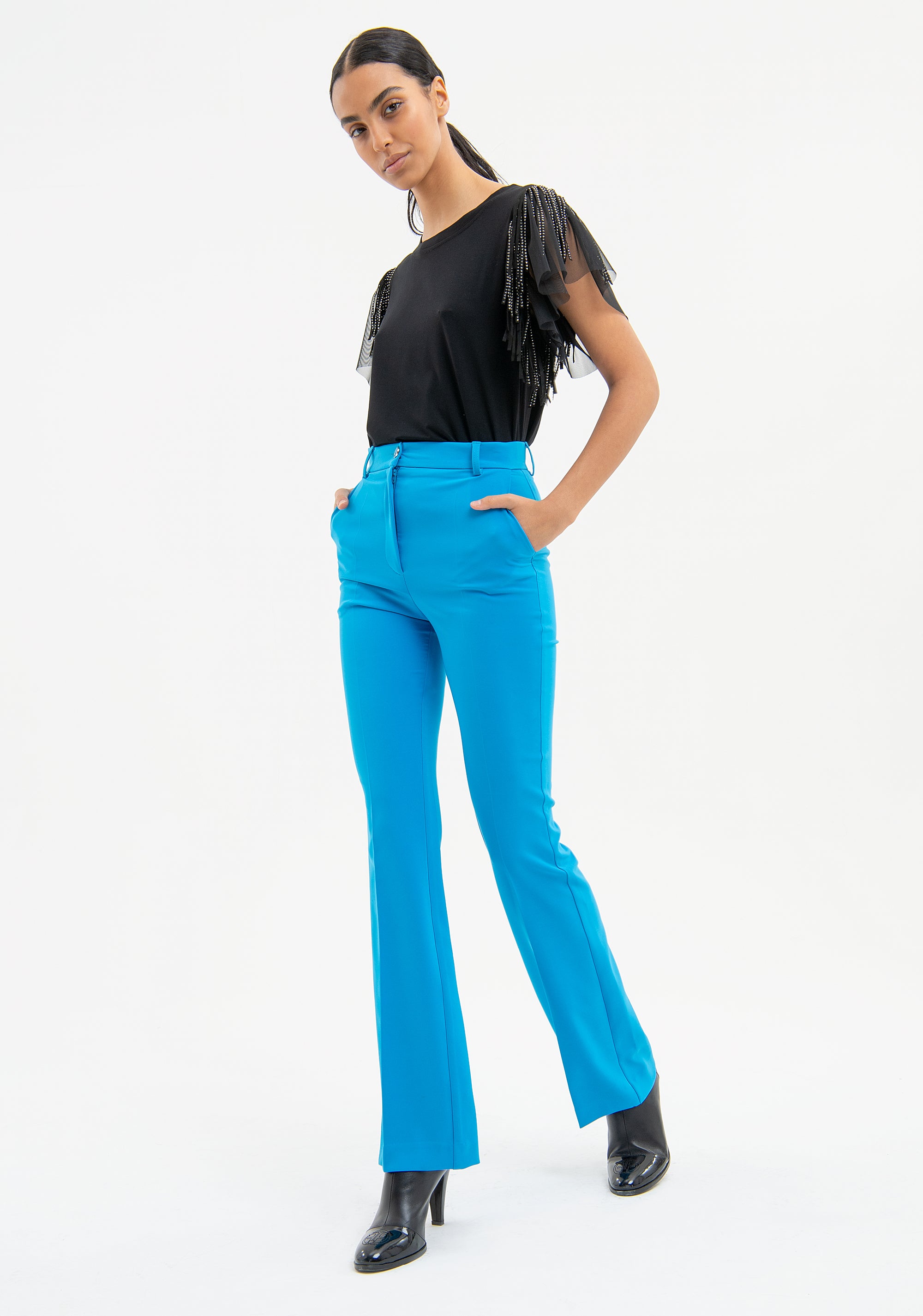 Pantaloni bootcut in tessuto tecnico FR23WVA018W42901 Fracomina