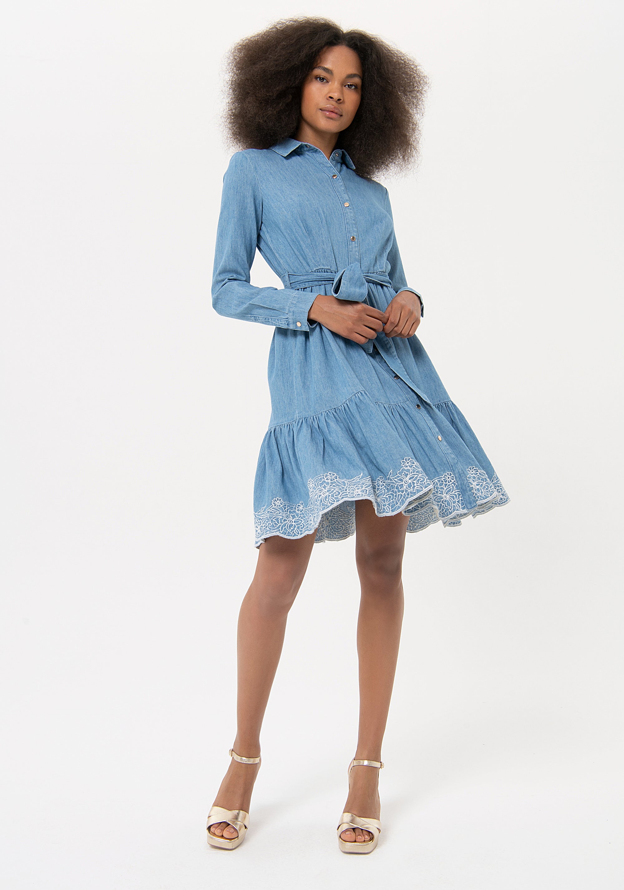 Abito regular mini modello chemisier in chambray FR24SD4001D400E5 Fracomina