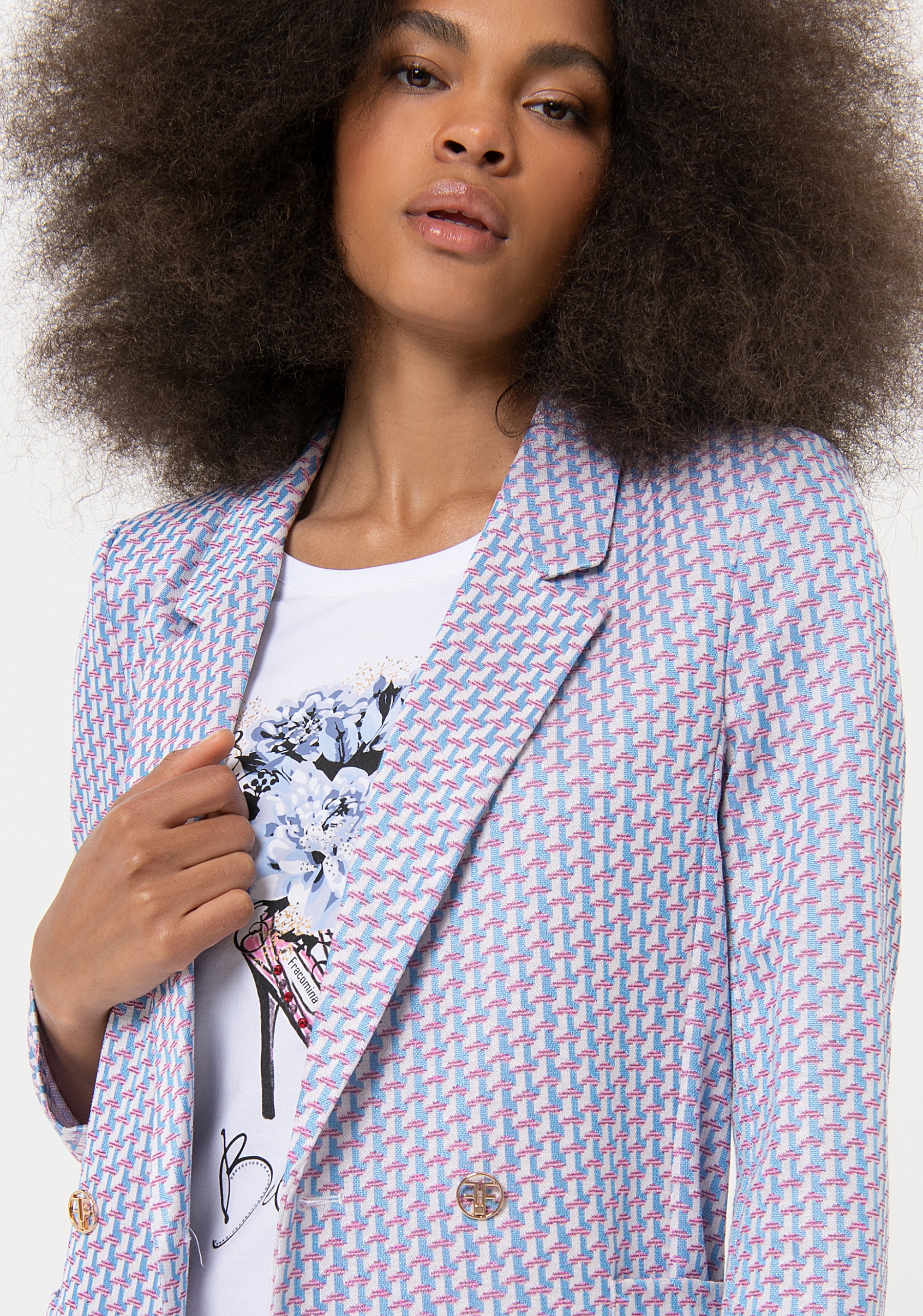 Blazer regular doppiopetto in fantasia geometrica FR24SJ3008W691F8 Fracomina