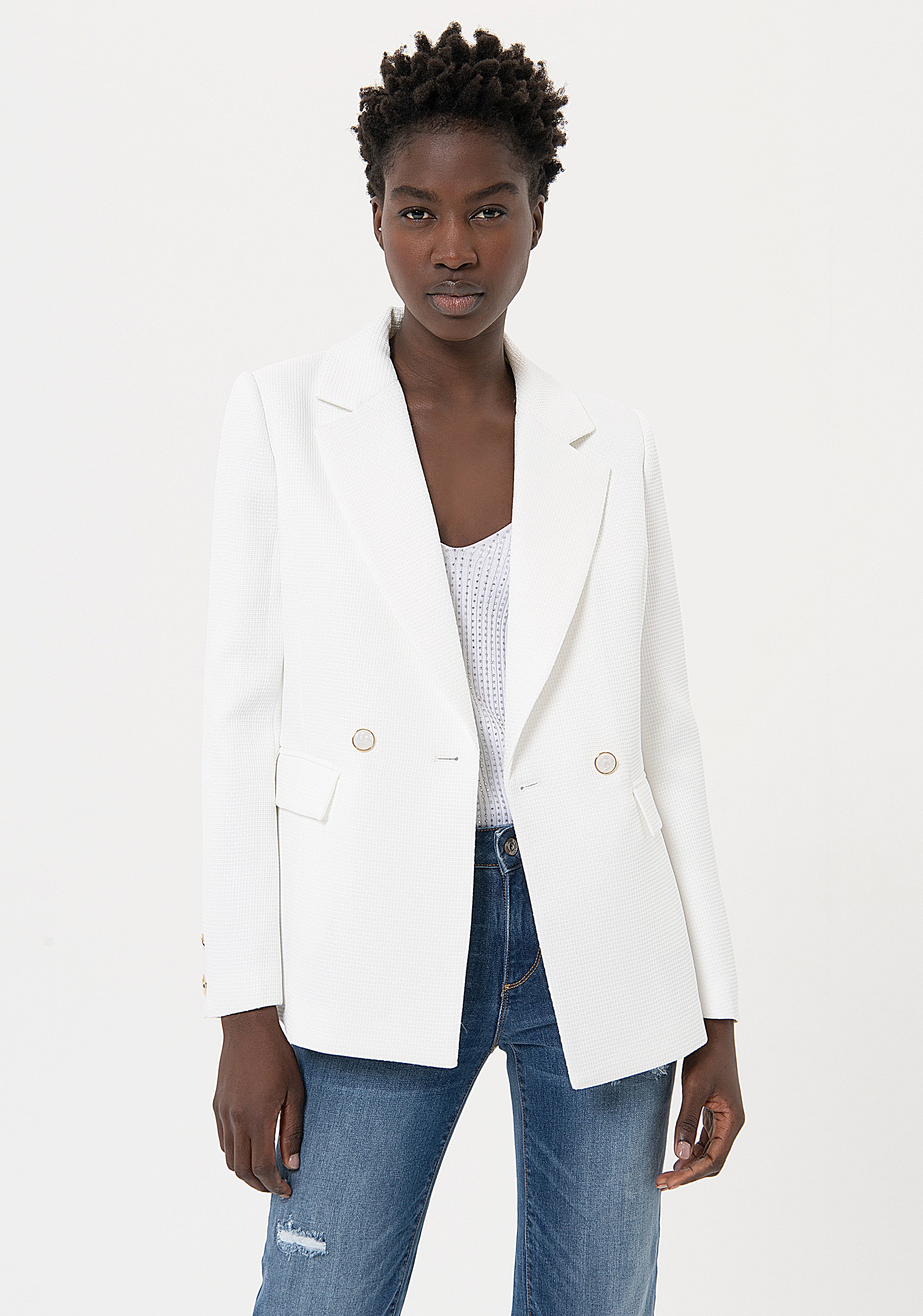 Blazer regular doppiopetto in tessuto armaturato FR24SJ3009W67301 Fracomina