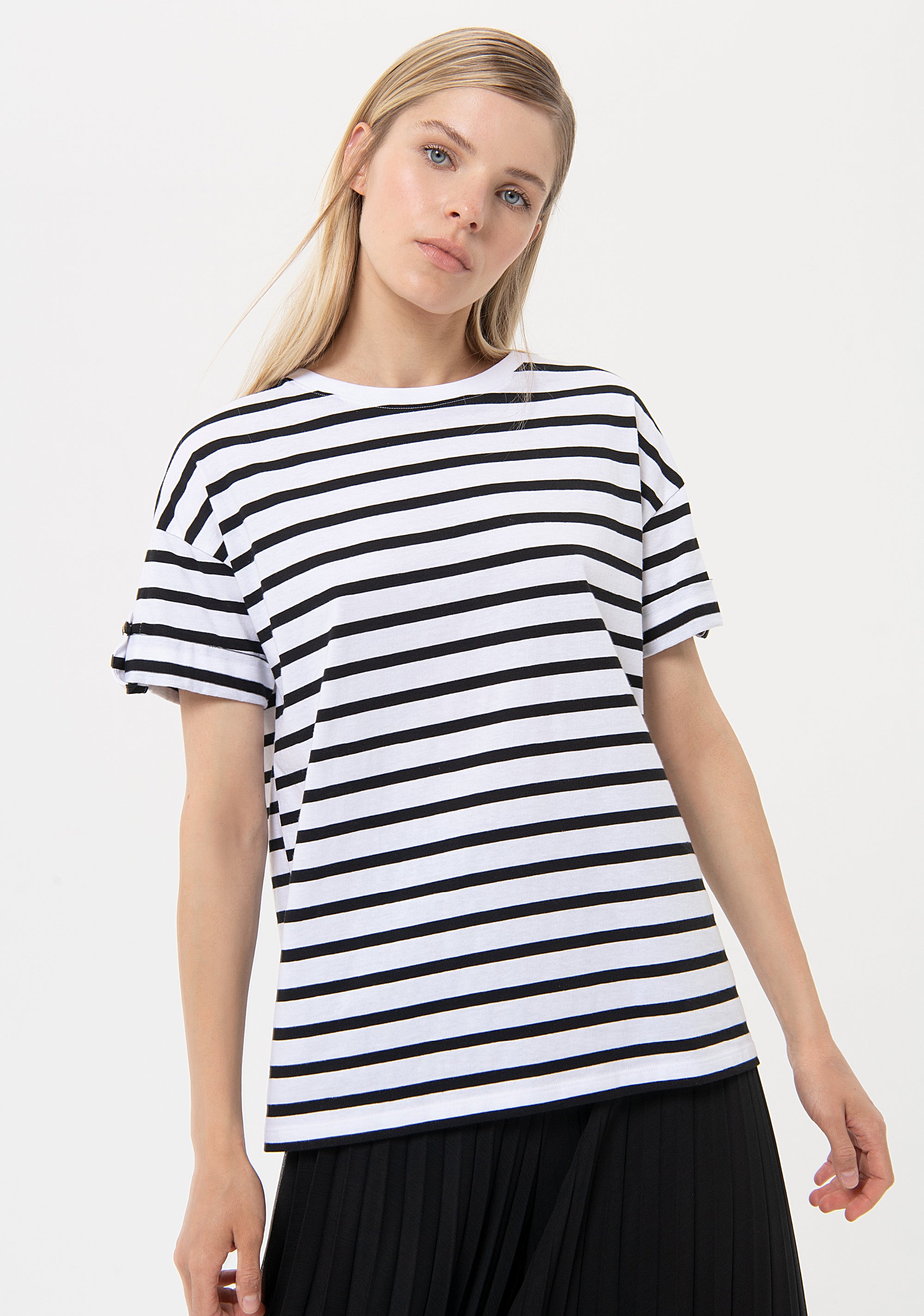 T-shirt over in jersey a righe FR24ST3019J465N8 Fracomina