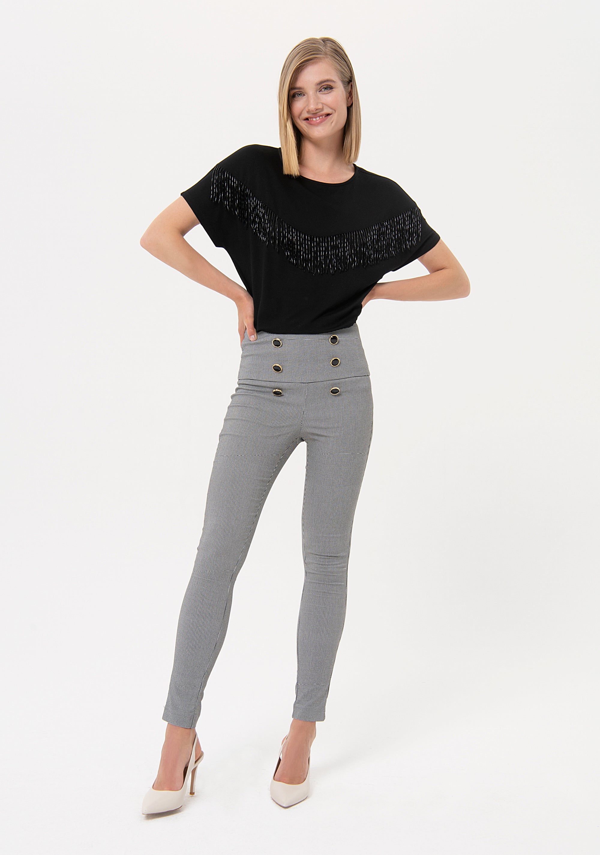 Leggings slim in fantasia quadri FR24SV7015W680F6 Fracomina