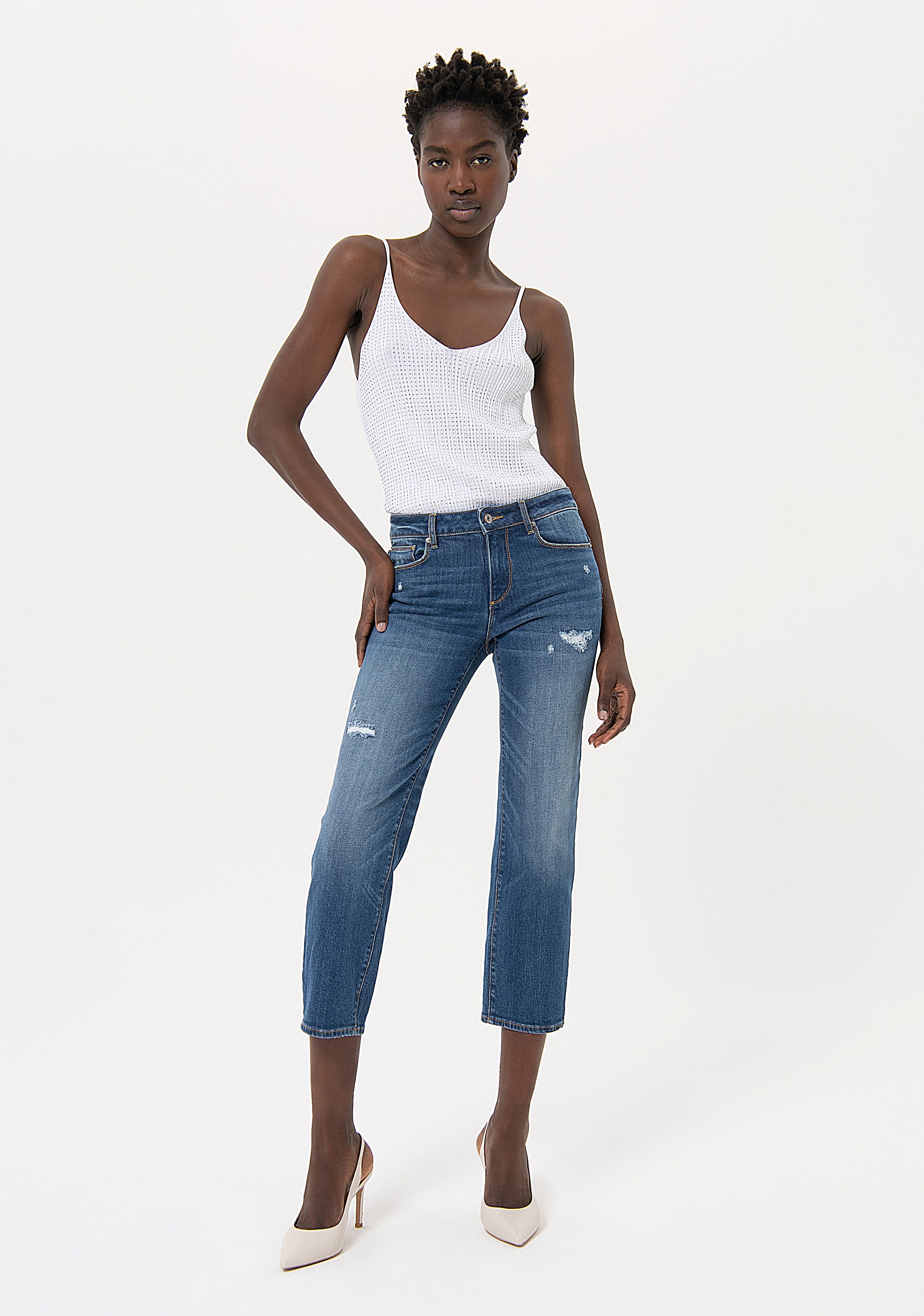 Jeans skinny effetto push up in denim con lavaggio medio FR24SV8010D40102 Fracomina