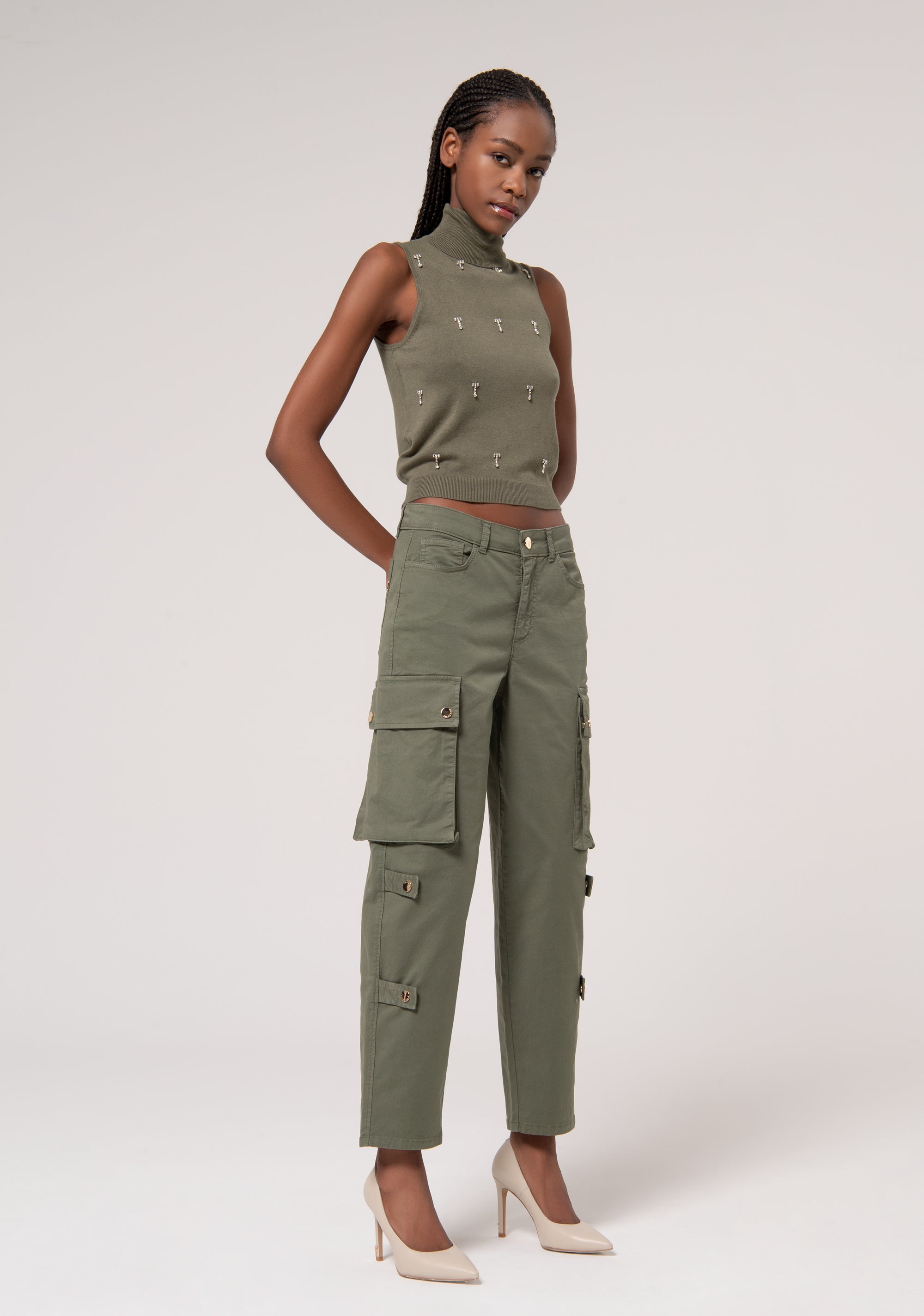 Pantalone cargo in gabardina FR24WVC011W67601-205 Fracomina