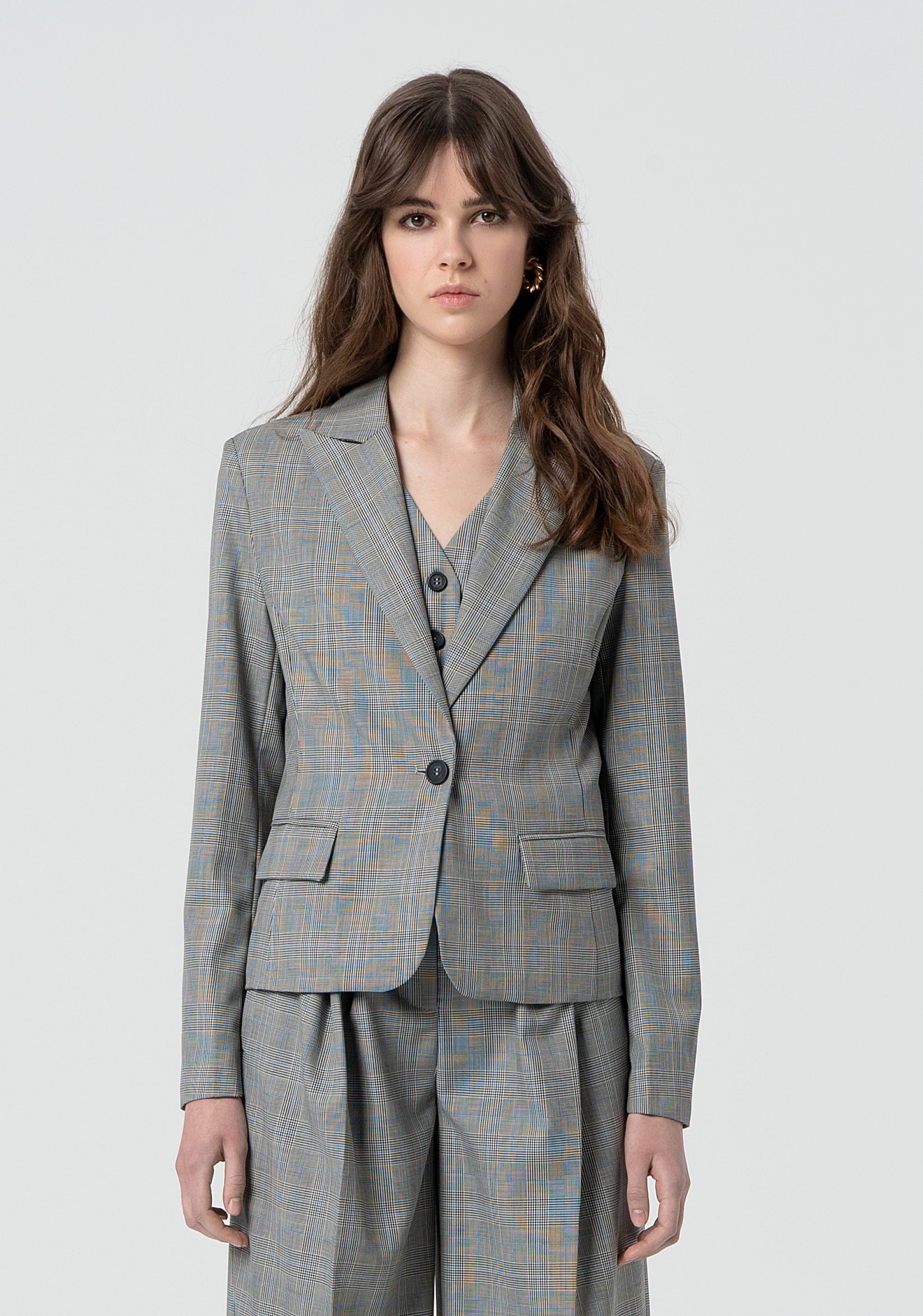 Blazer regular monopetto in Principe di Galles FR25SJ1001W75995-210 Fracomina