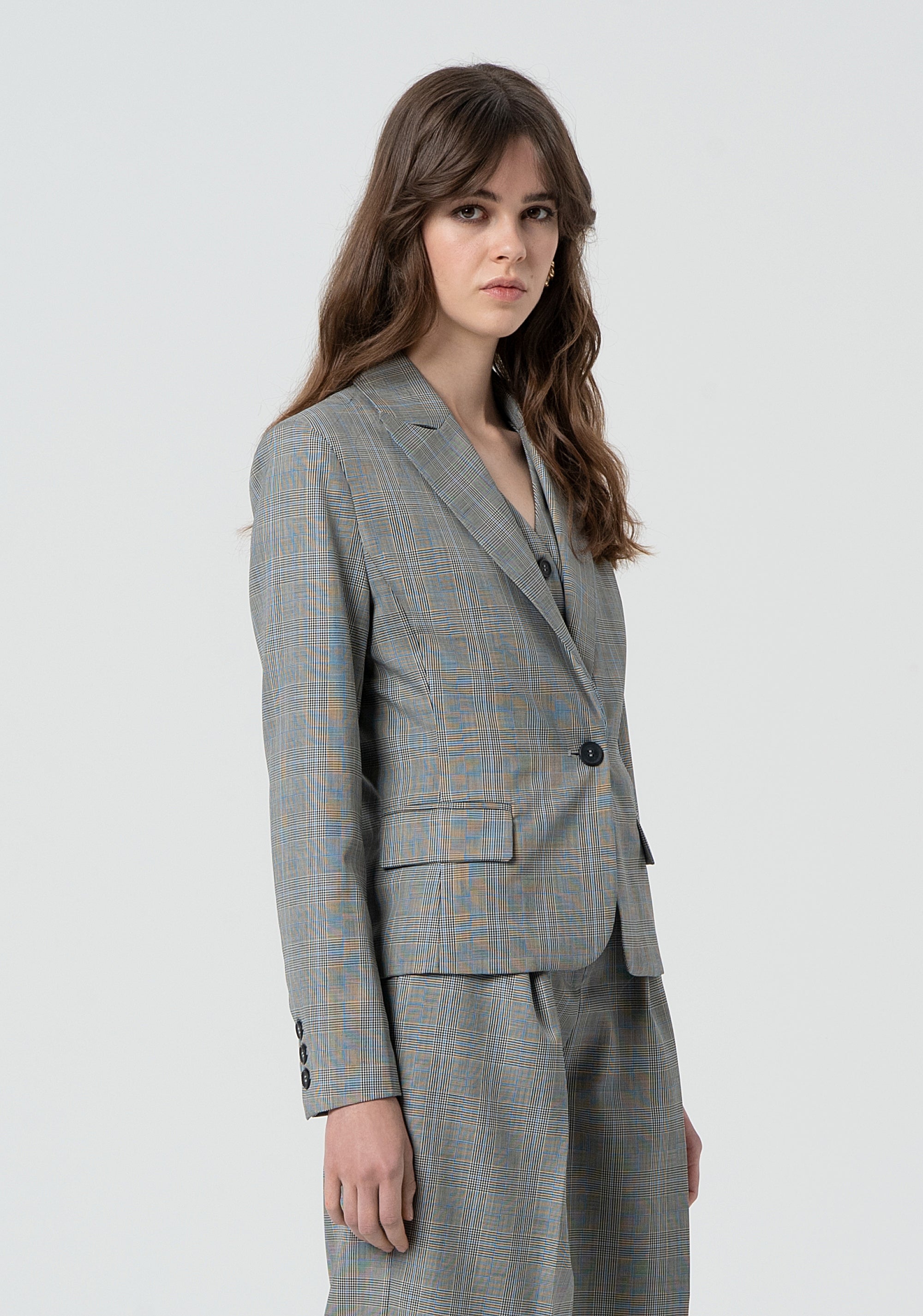 Blazer regular monopetto in Principe di Galles FR25SJ1001W75995-210 Fracomina