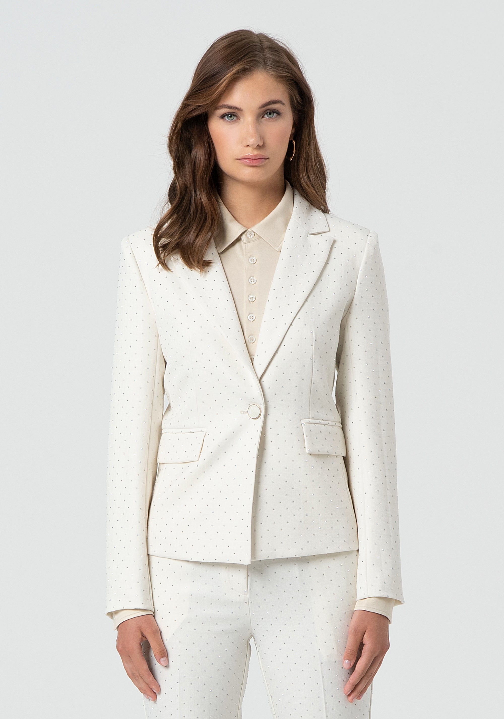 Blazer regular monopetto con strass FR25SJ1001W763R9-108 Fracomina