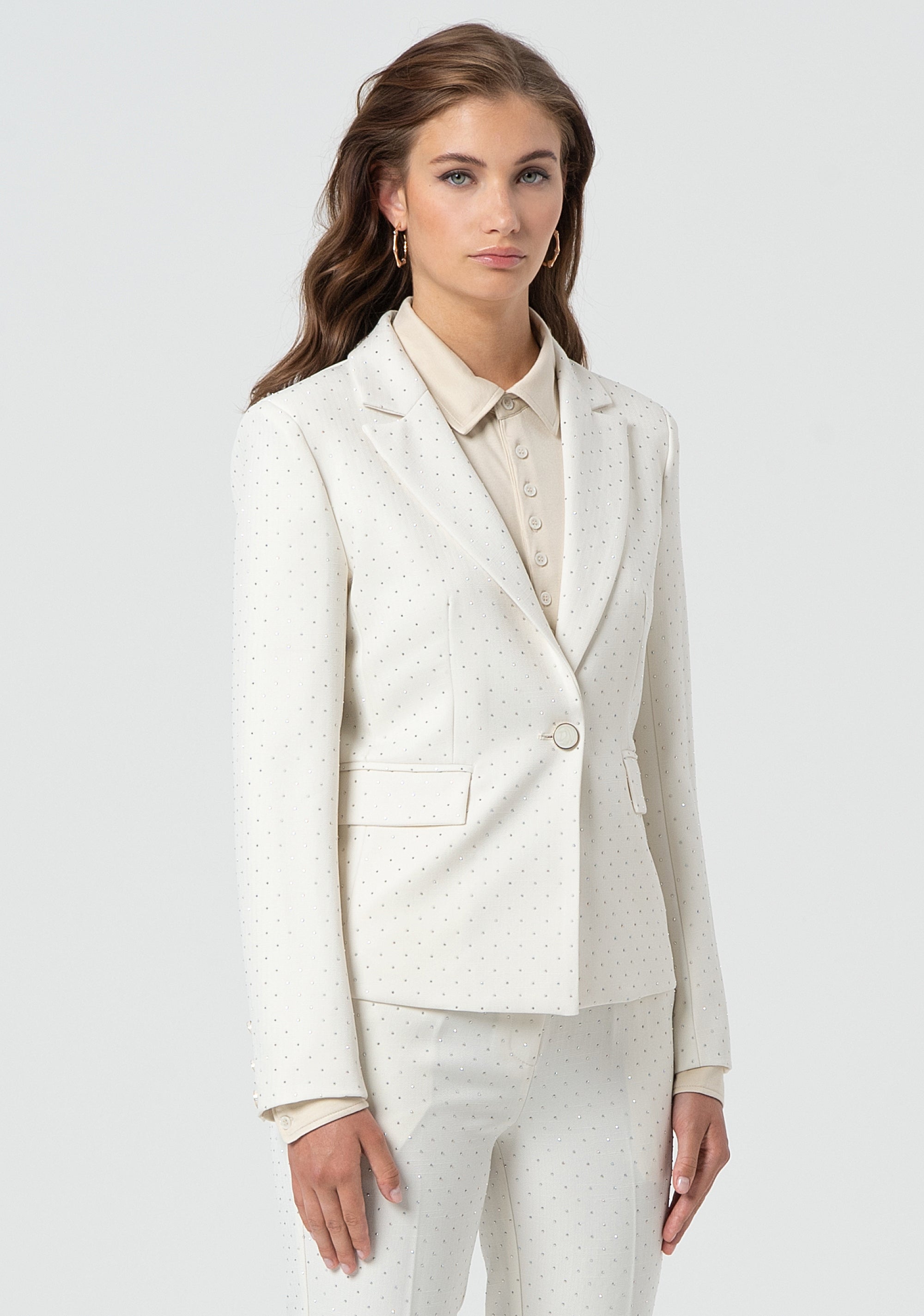 Blazer regular monopetto con strass FR25SJ1001W763R9-108 Fracomina