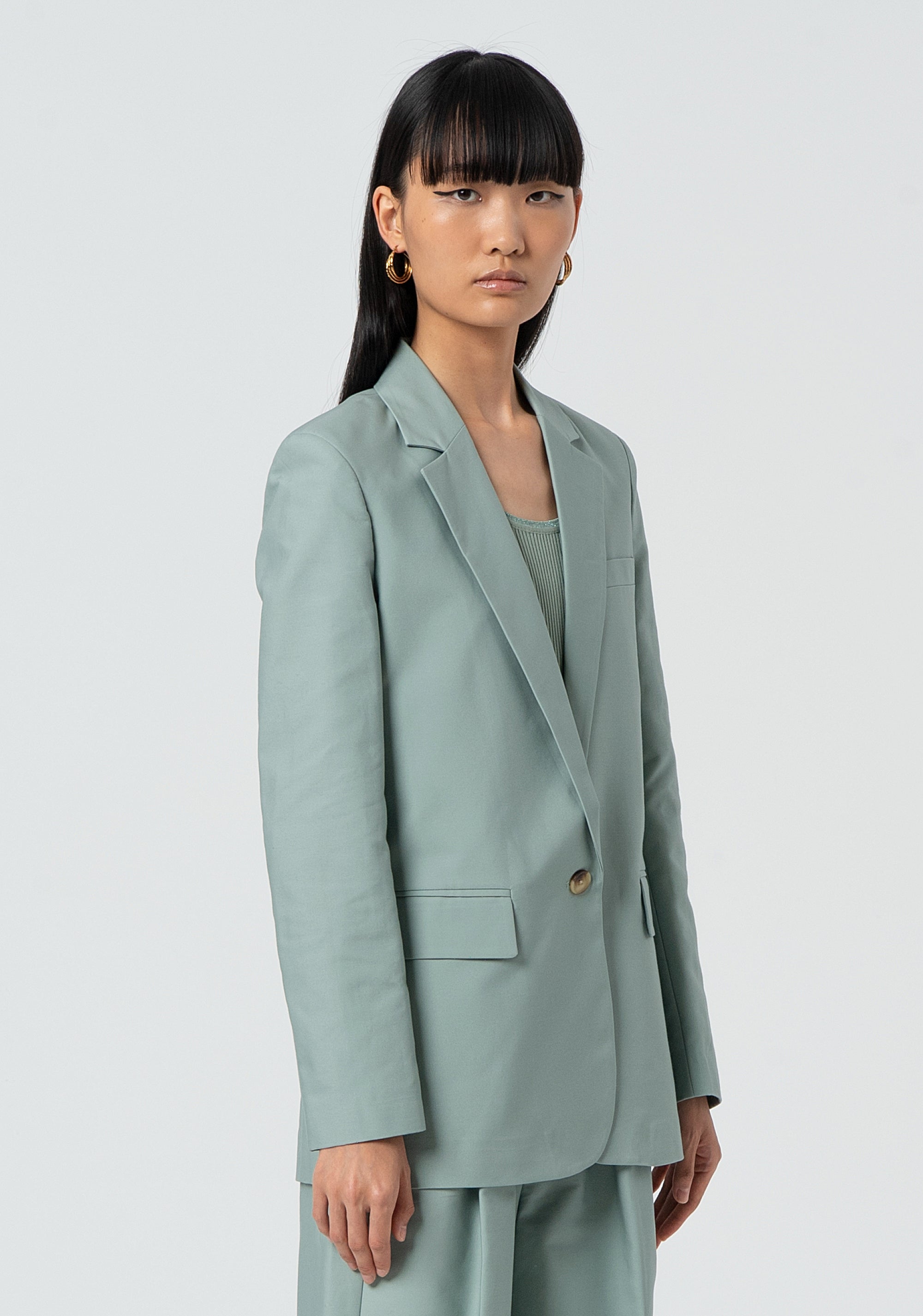 Blazer regular lungo in cotone