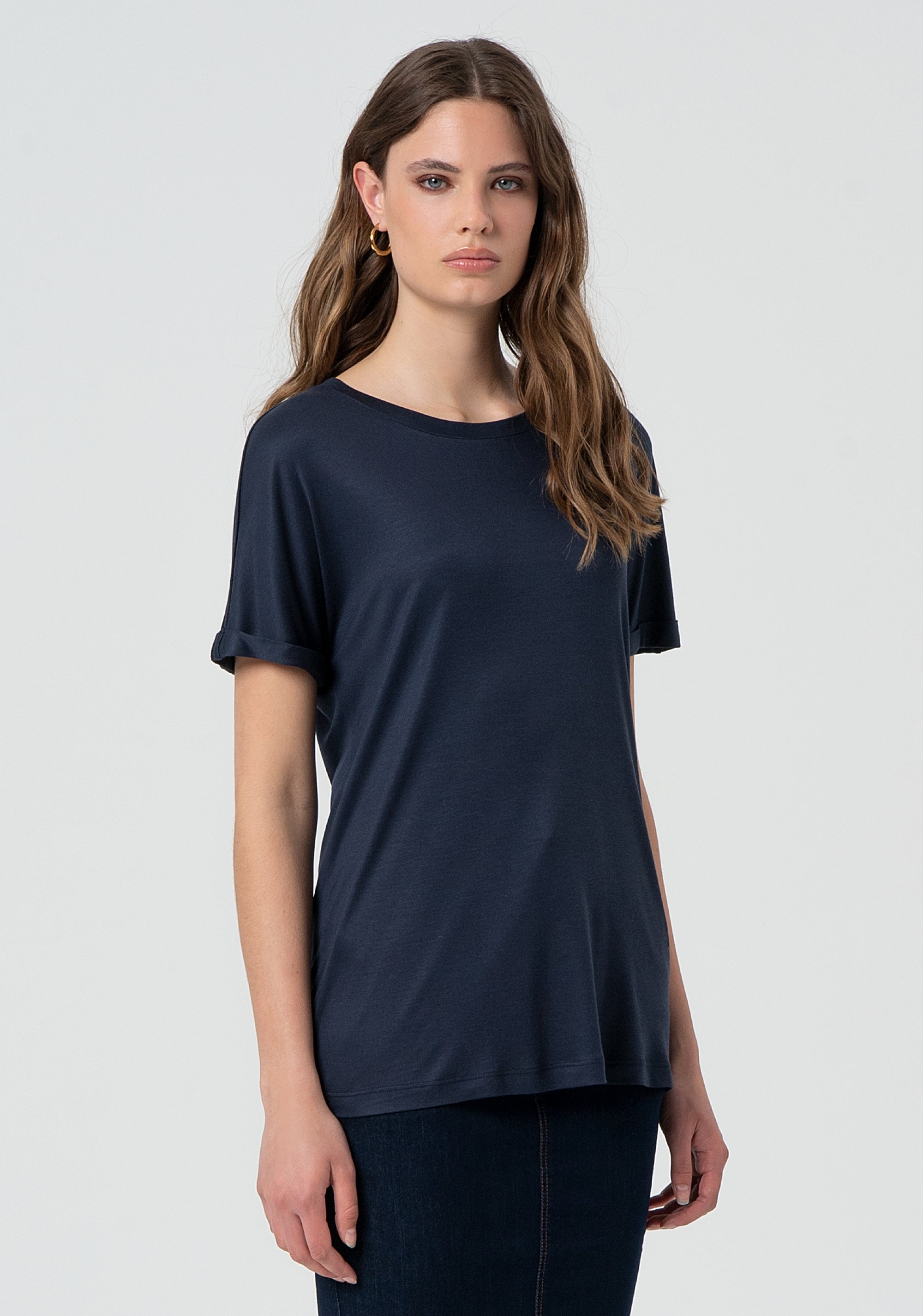 T-shirt regular in jersey con seta FR25ST3016J47801-117 Fracomina