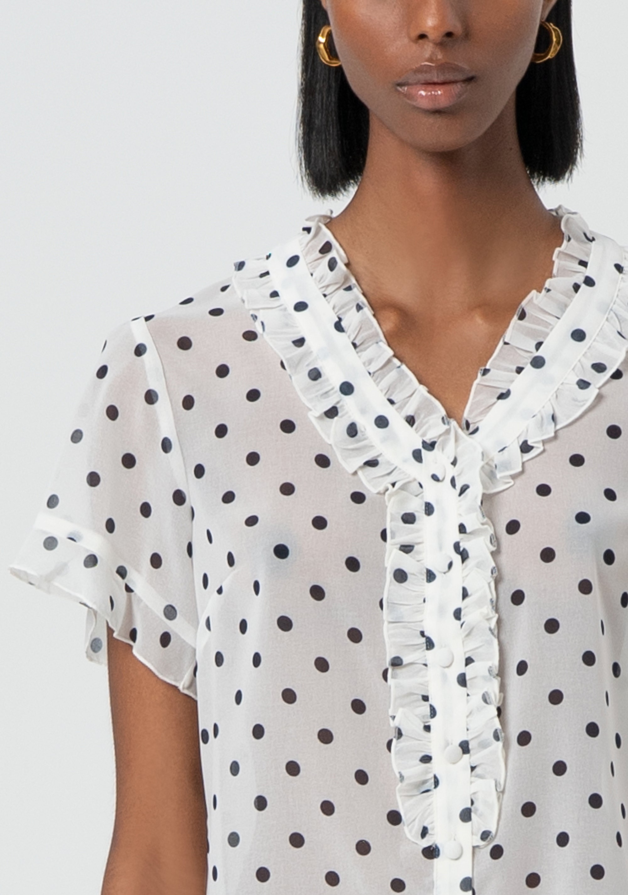 Blusa regular in georgette a pois FR25ST6016W412D2-A52 Fracomina