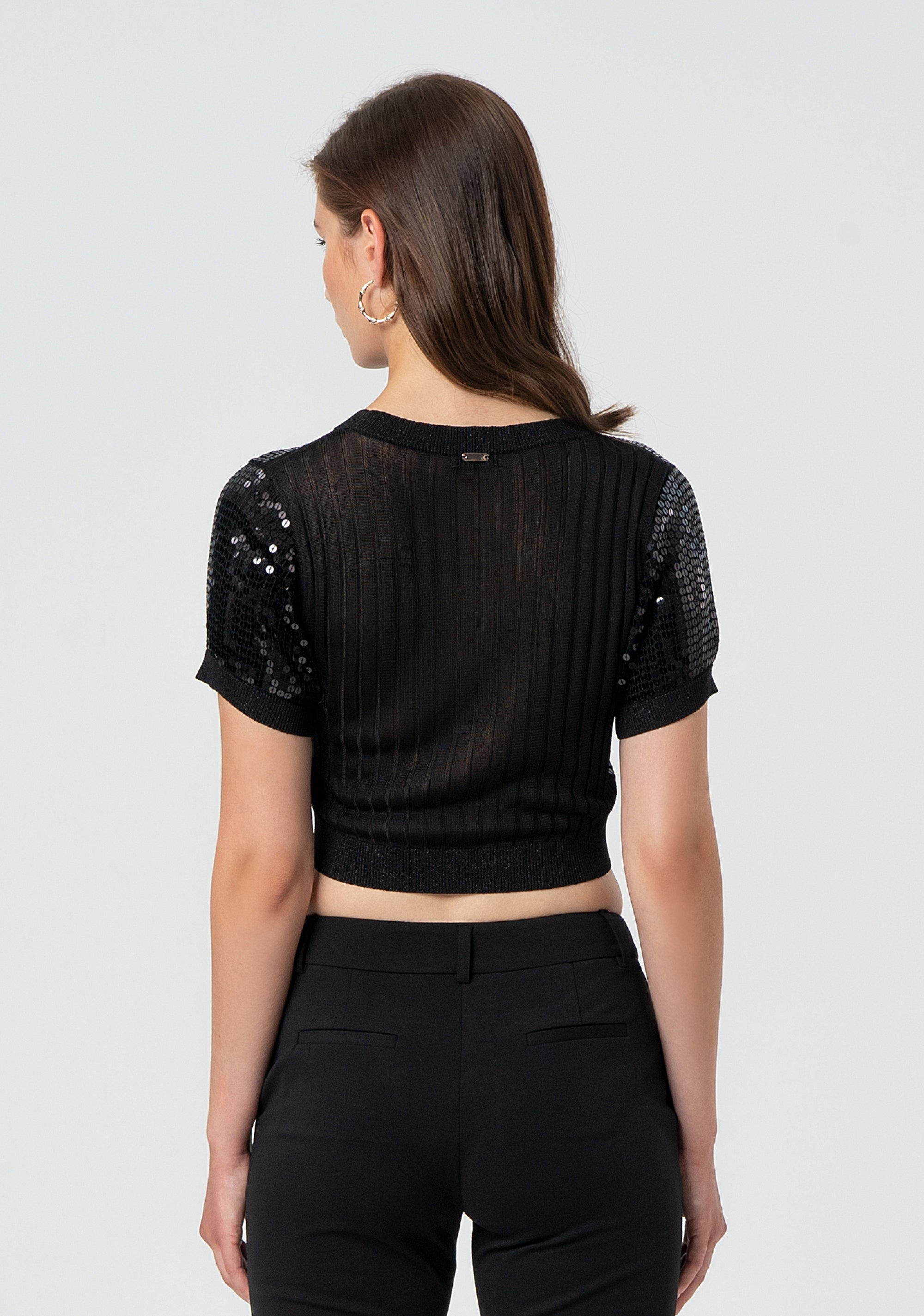 Maglia cropped con paillettes FR25ST7009K546N6-R03 Fracomina