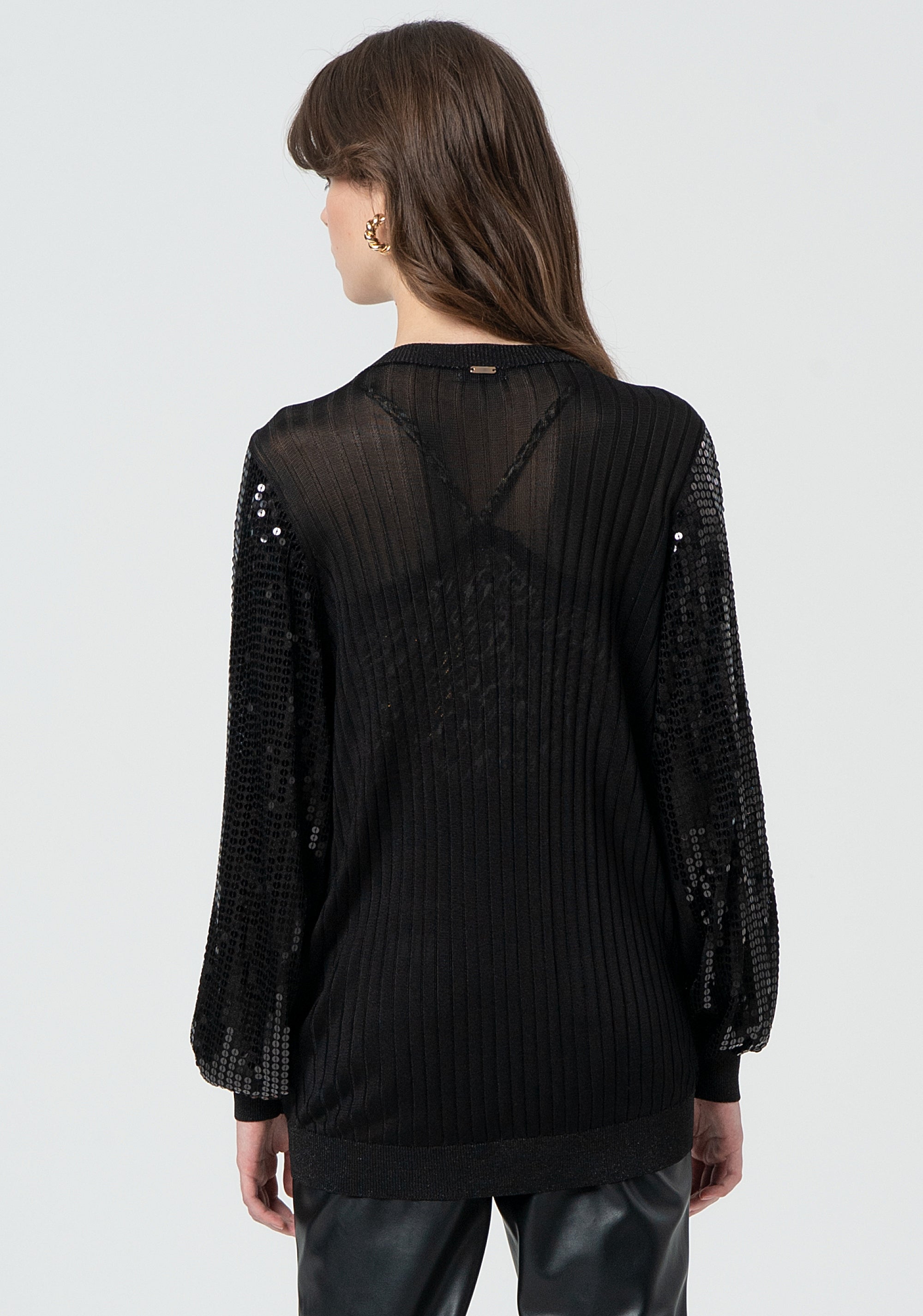 Cardigan loose con paillettes FR25ST8008K546N6-R03 Fracomina