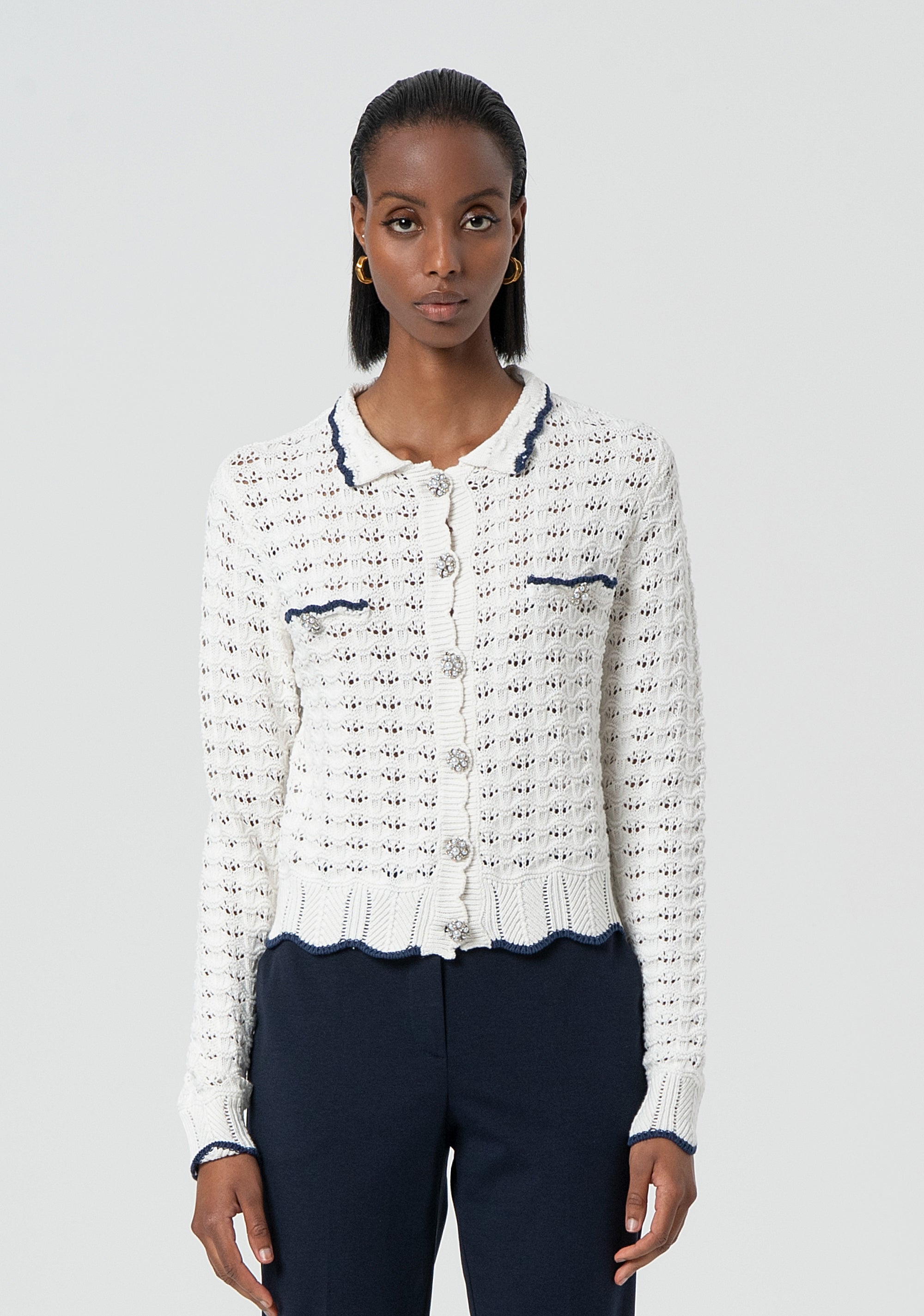 Cardigan regular traforato FR25ST8022K54301-957 Fracomina