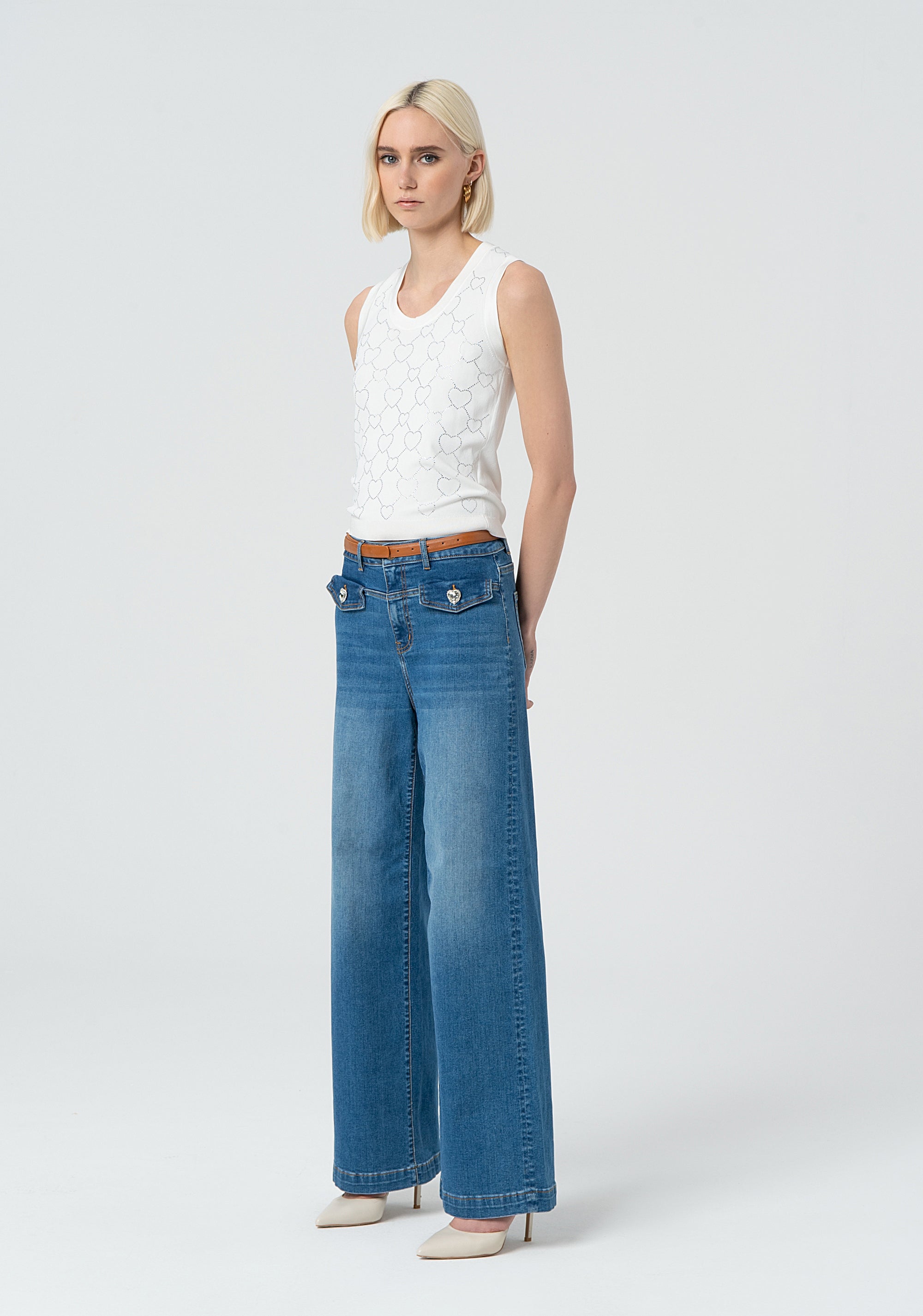 Jeans flare in denim con lavaggio medio FR25SV3013D46002-258 Fracomina