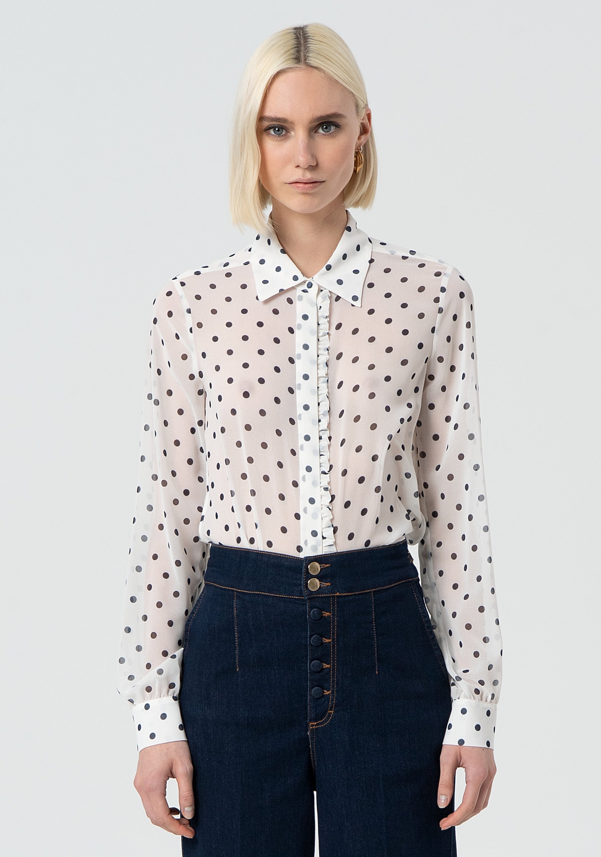 Jeans a palazzo in denim con lavaggio scuro FR25SV3014D46093-L23 Fracomina