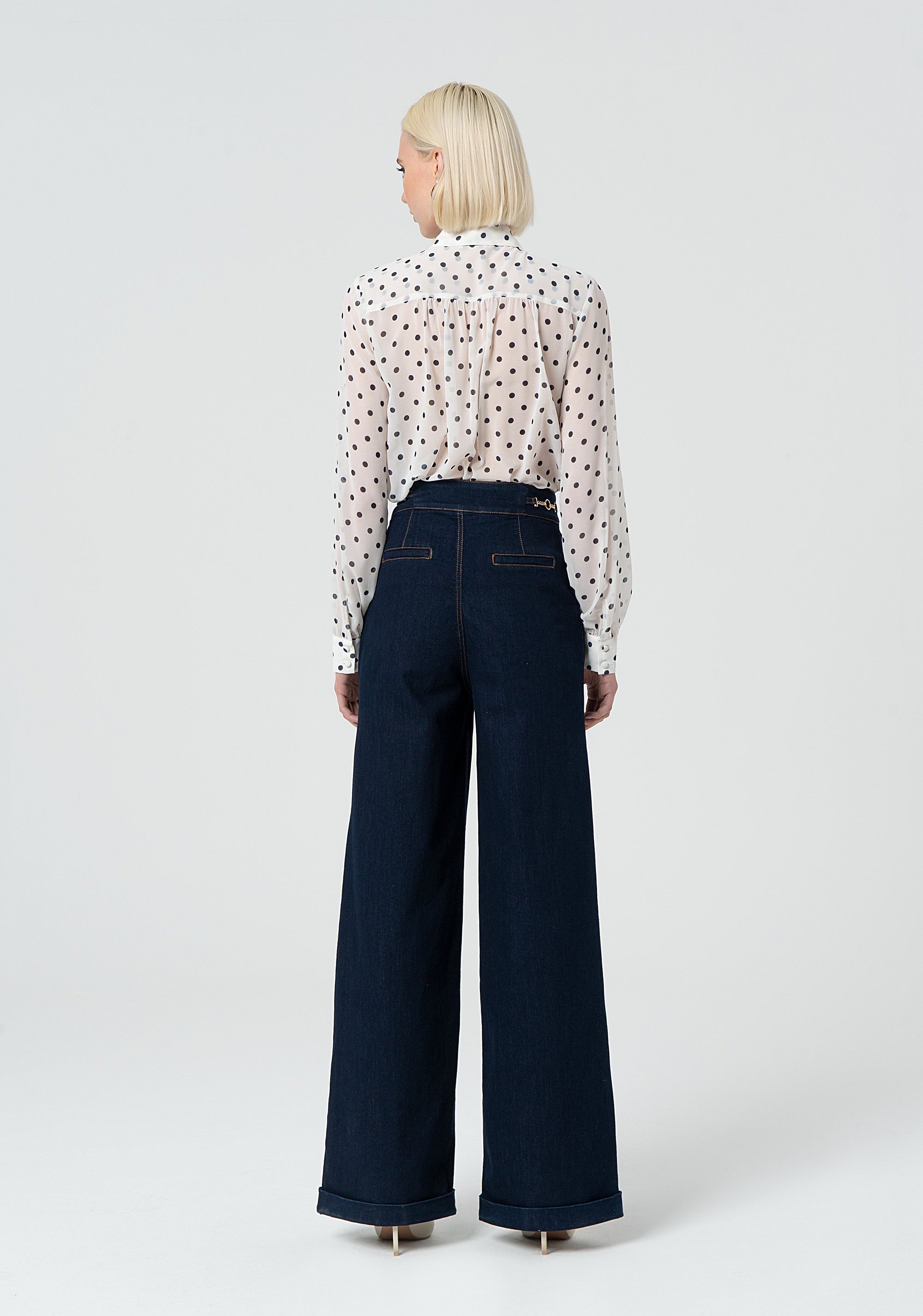 Jeans a palazzo in denim con lavaggio scuro FR25SV3014D46093-L23 Fracomina