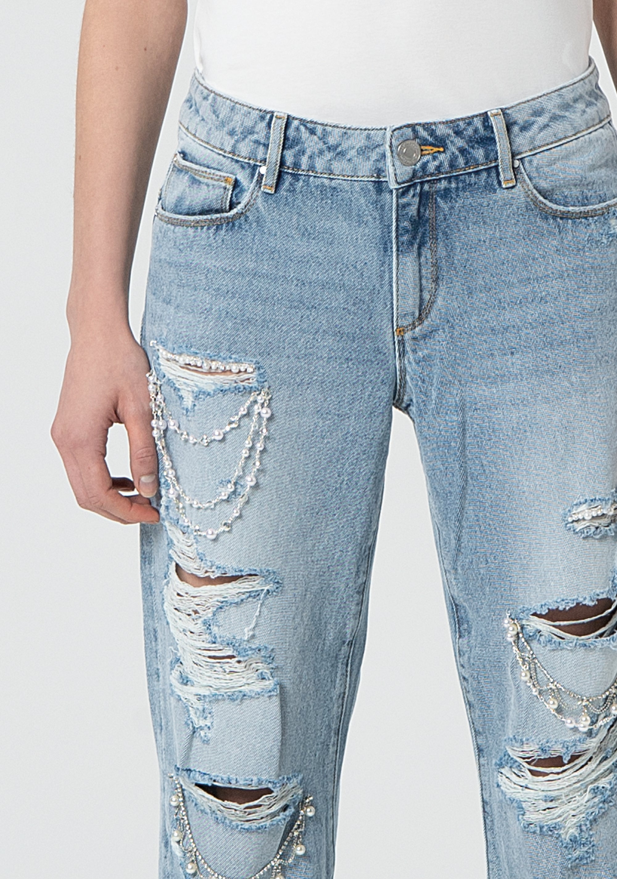 Jeans straight fit con Strappi