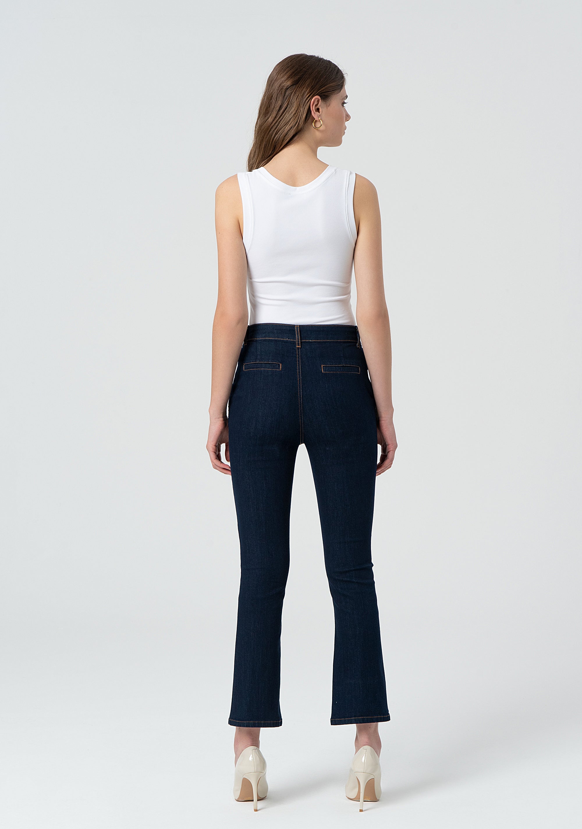 Jeans cropped in denim con lavaggio scuro FR25SV9009D46093-L23 Fracomina