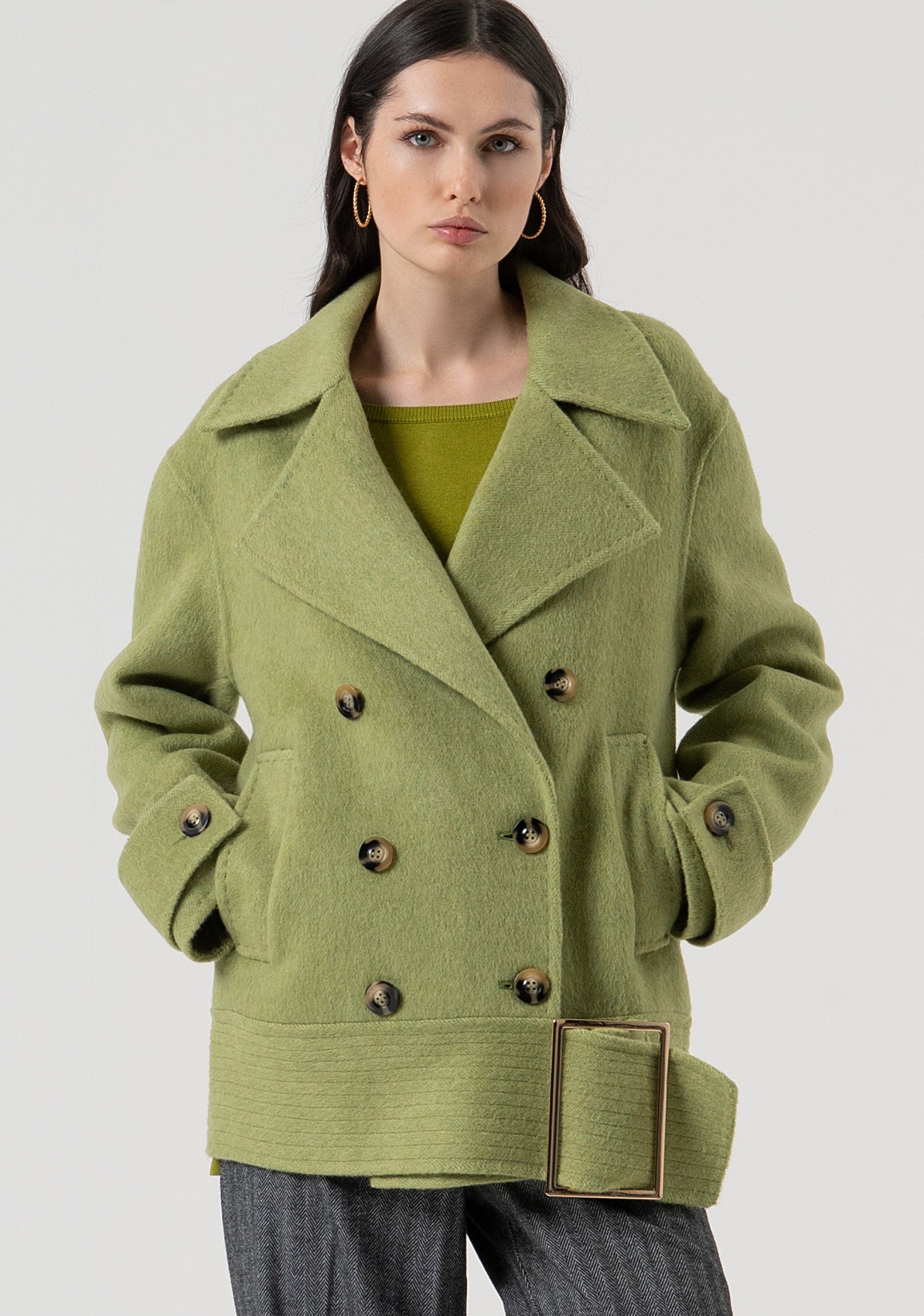 Cappotto caban over in bouclè di lana FR25WC1003W80201-T52 Fracomina