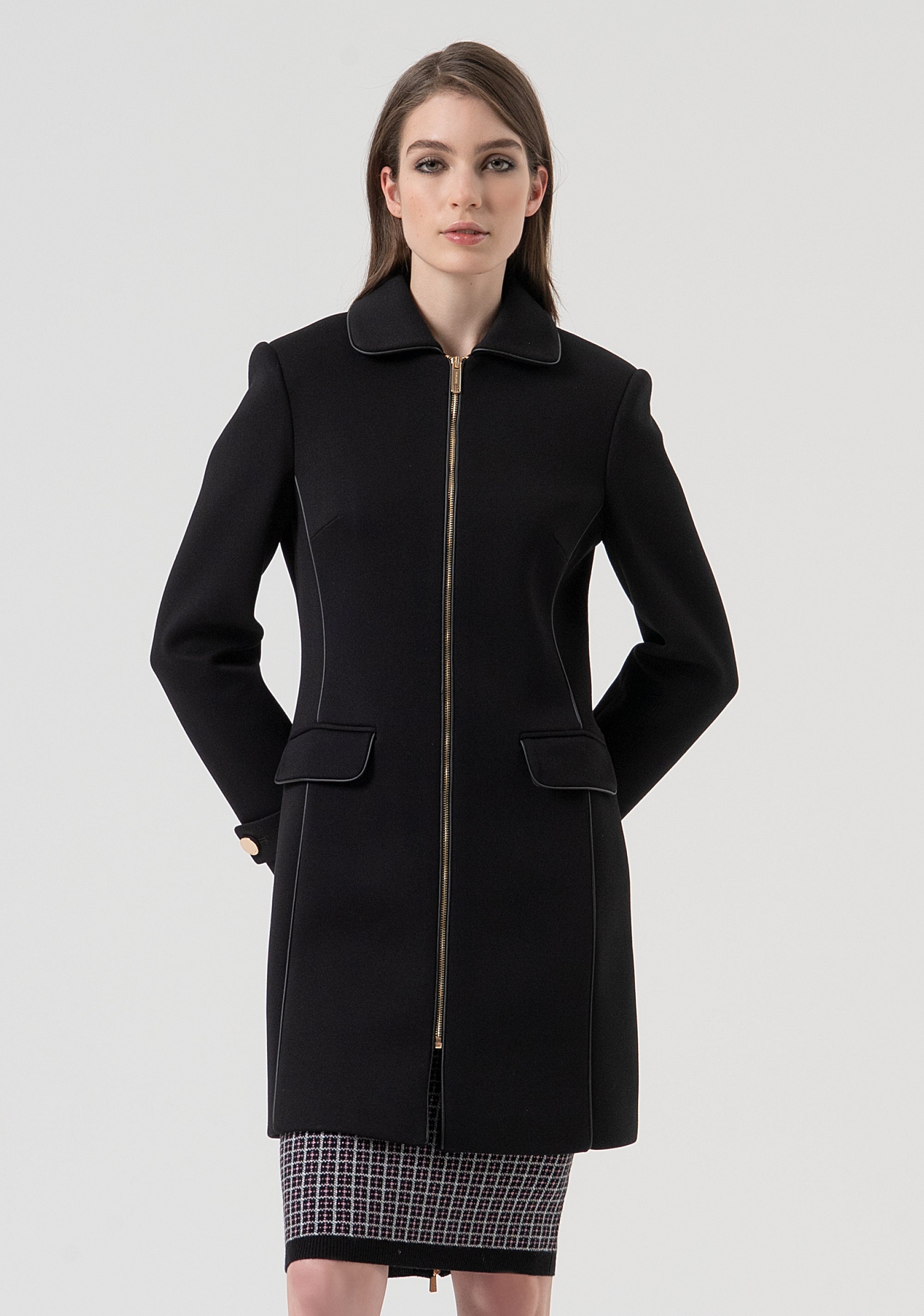 Cappotto slim con zip centrale per apertura FR25WC1006W809W4-053 Fracomina