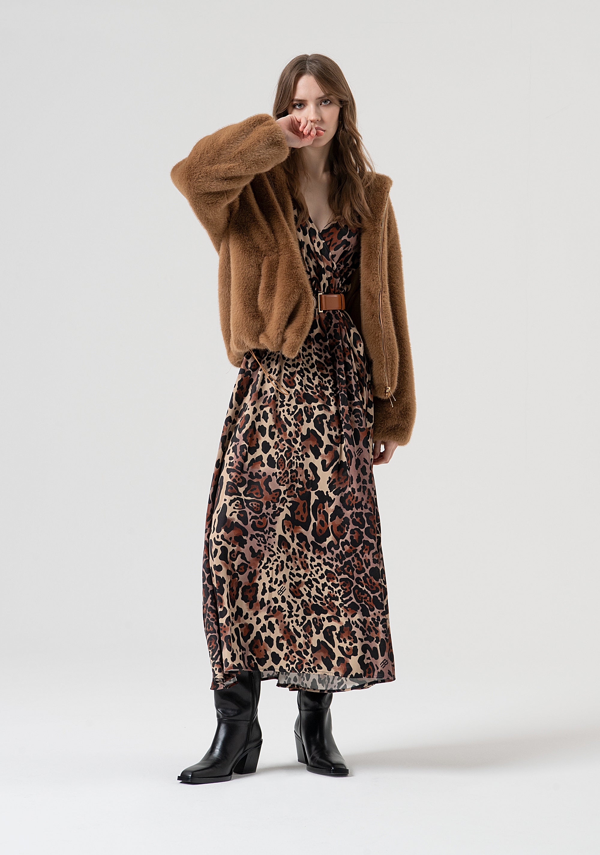 Abito regular lungo in fantasia animalier FR25WD3007W811L7-M17 Fracomina
