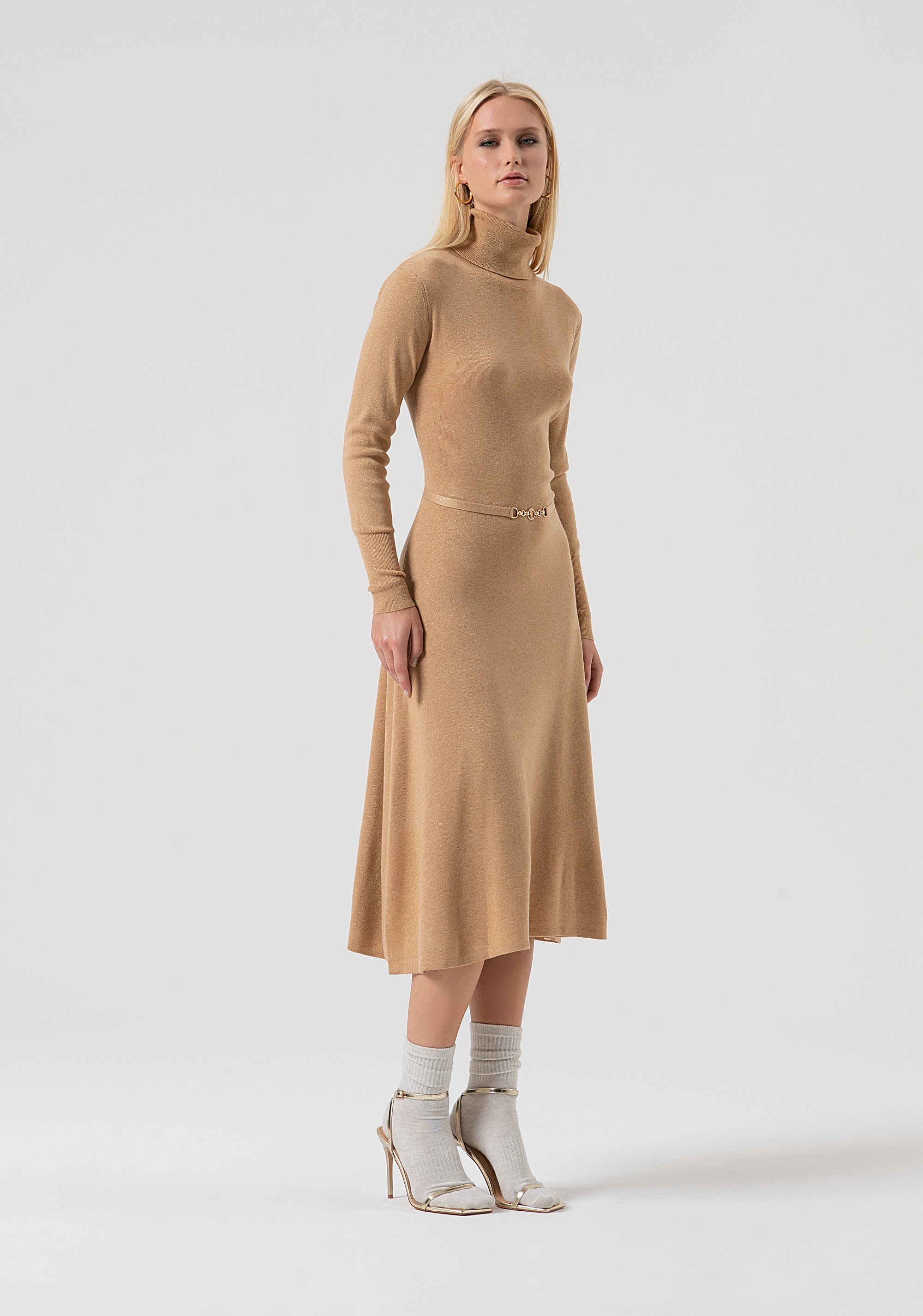 Abito flare midi in maglia con lana e lurex FR25WD5004K459Q7-S81 Fracomina