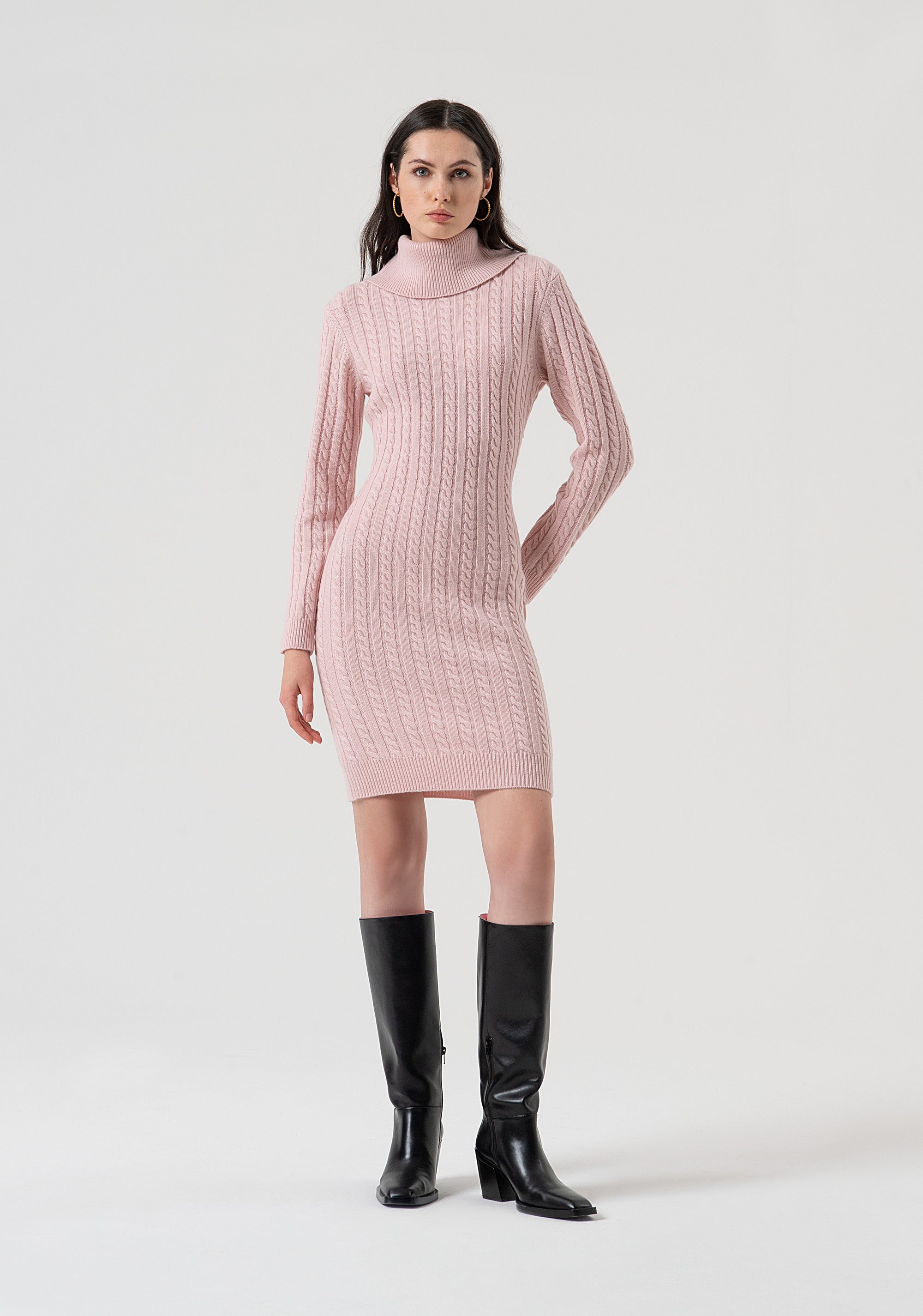 Abito regular mini in maglia a trecce in lana e cashmere FR25WD5007K53201-Q93 Fracomina