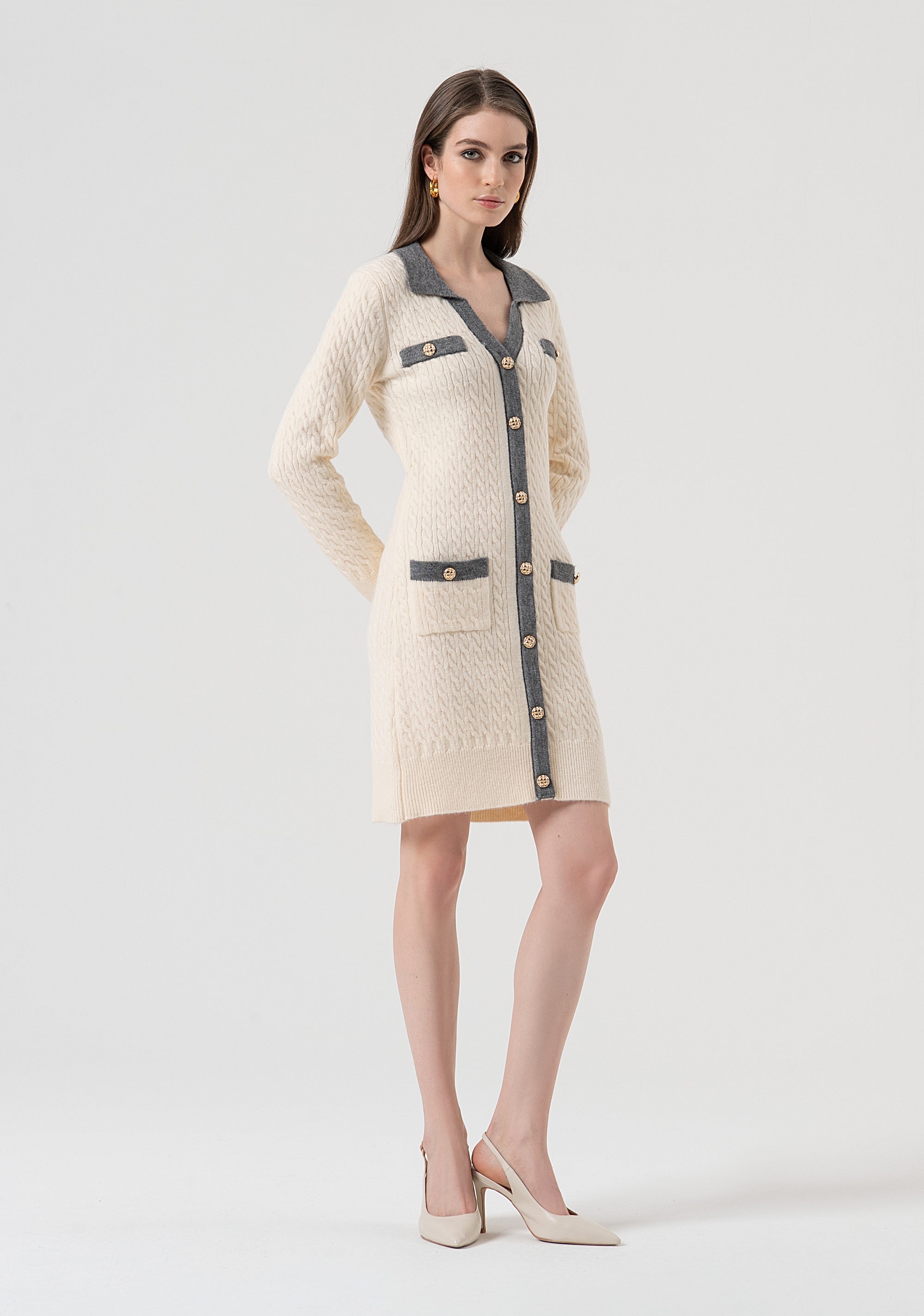 Abito slim mini in maglia a trecce FR25WD5009K55401-T56 Fracomina