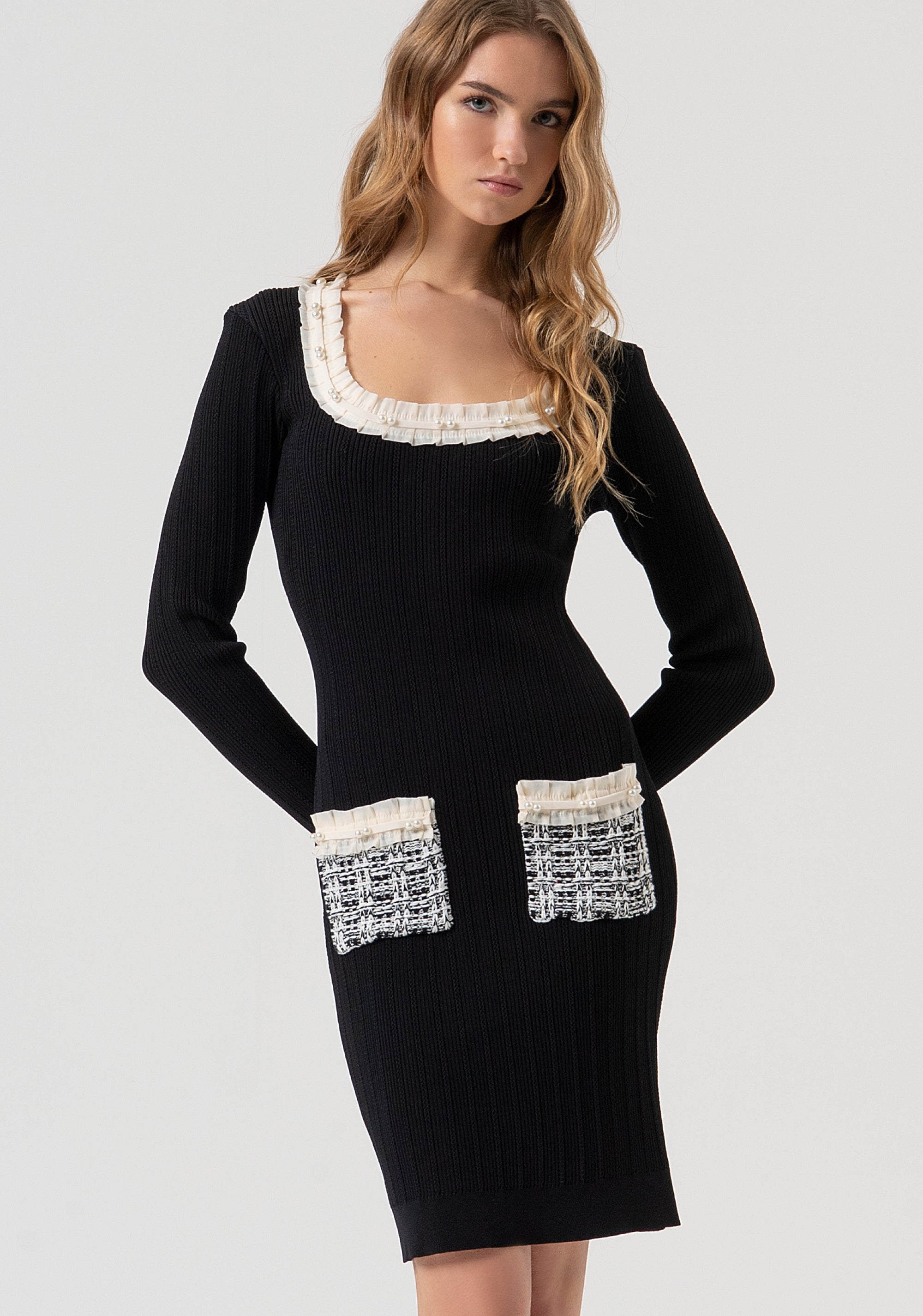 Abito slim mini in maglia a coste FR25WD5013K43901-053 Fracomina