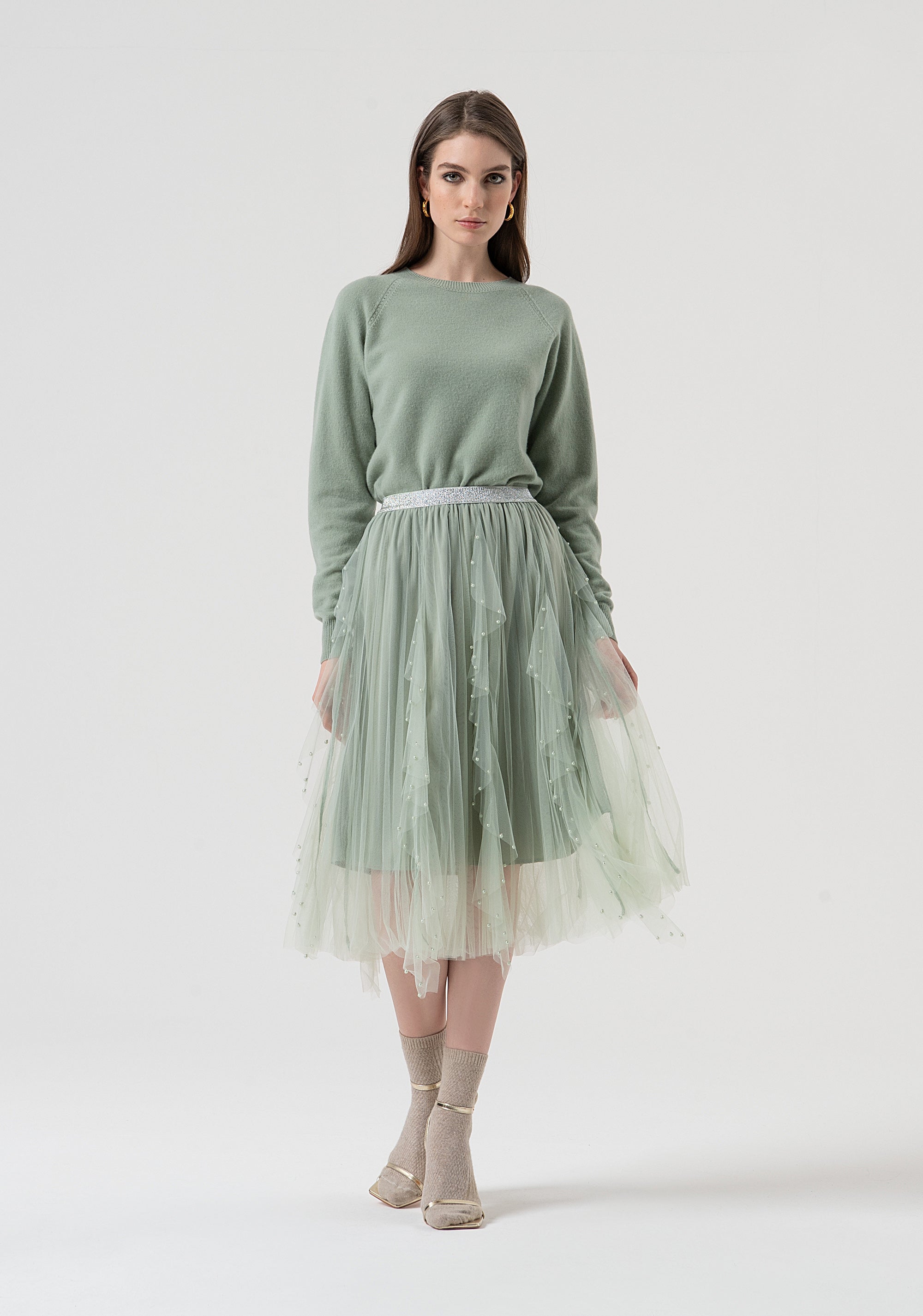 Gonna flare midi in tulle FR25WG2016W489S3-B08 Fracomina