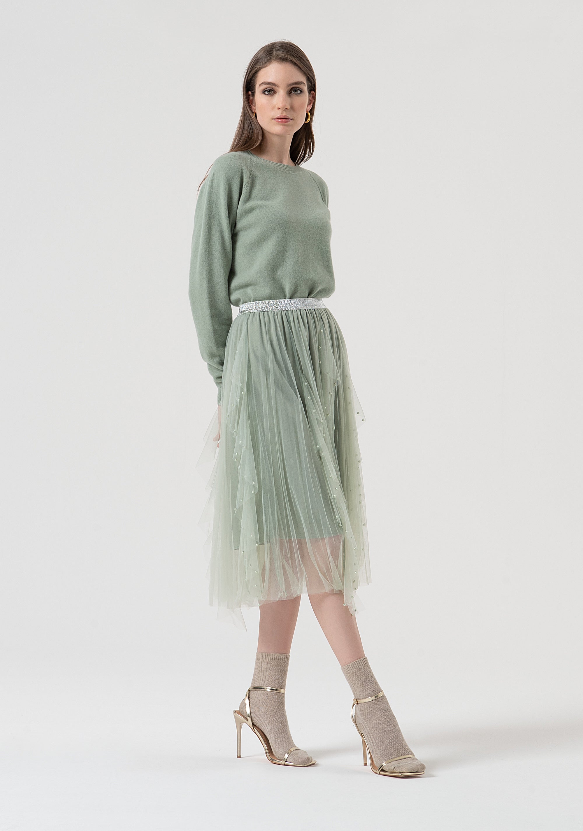 Gonna flare midi in tulle FR25WG2016W489S3-B08 Fracomina