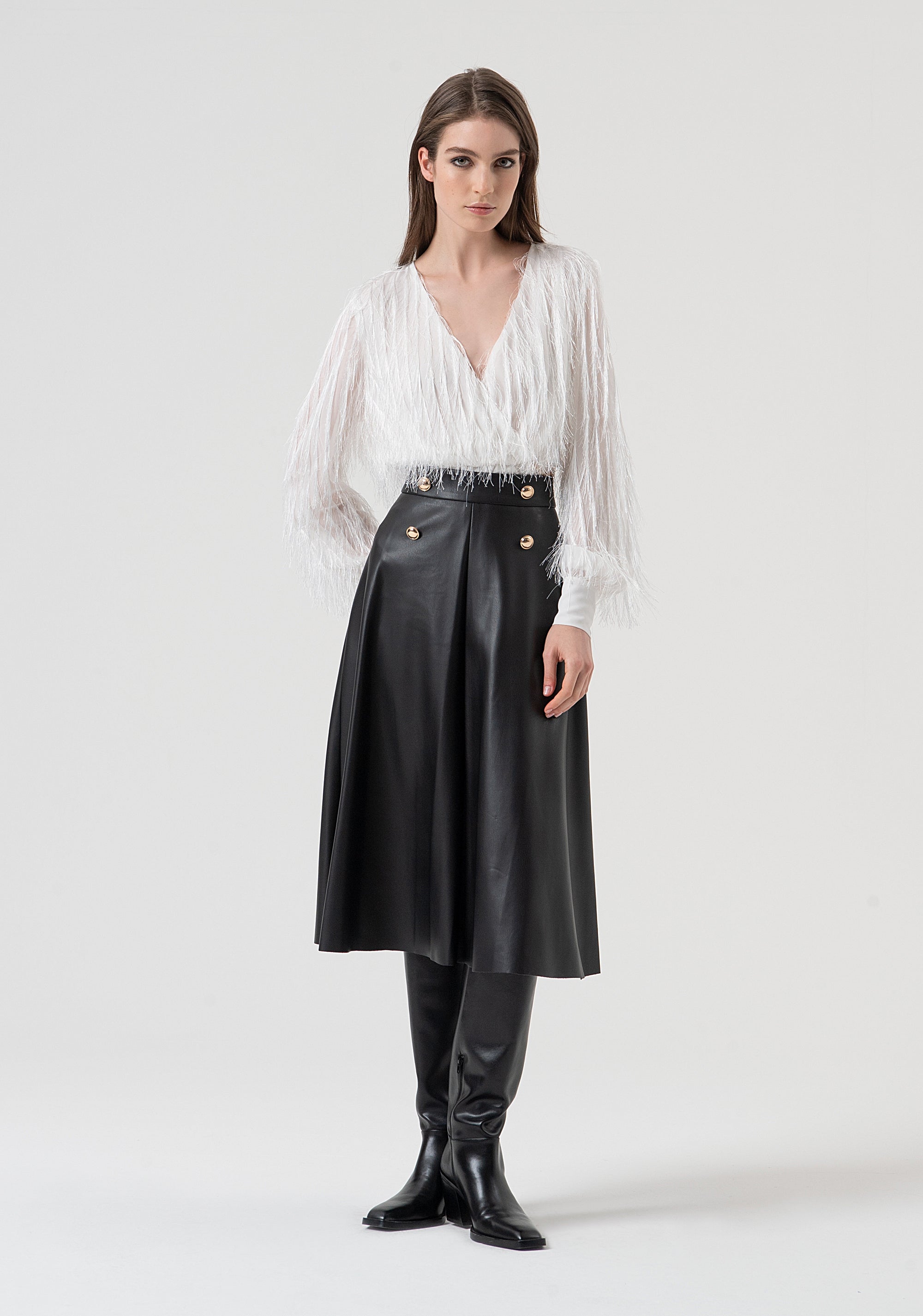 Gonna flare midi a vita alta FR25WG3002P41101-053 Fracomina