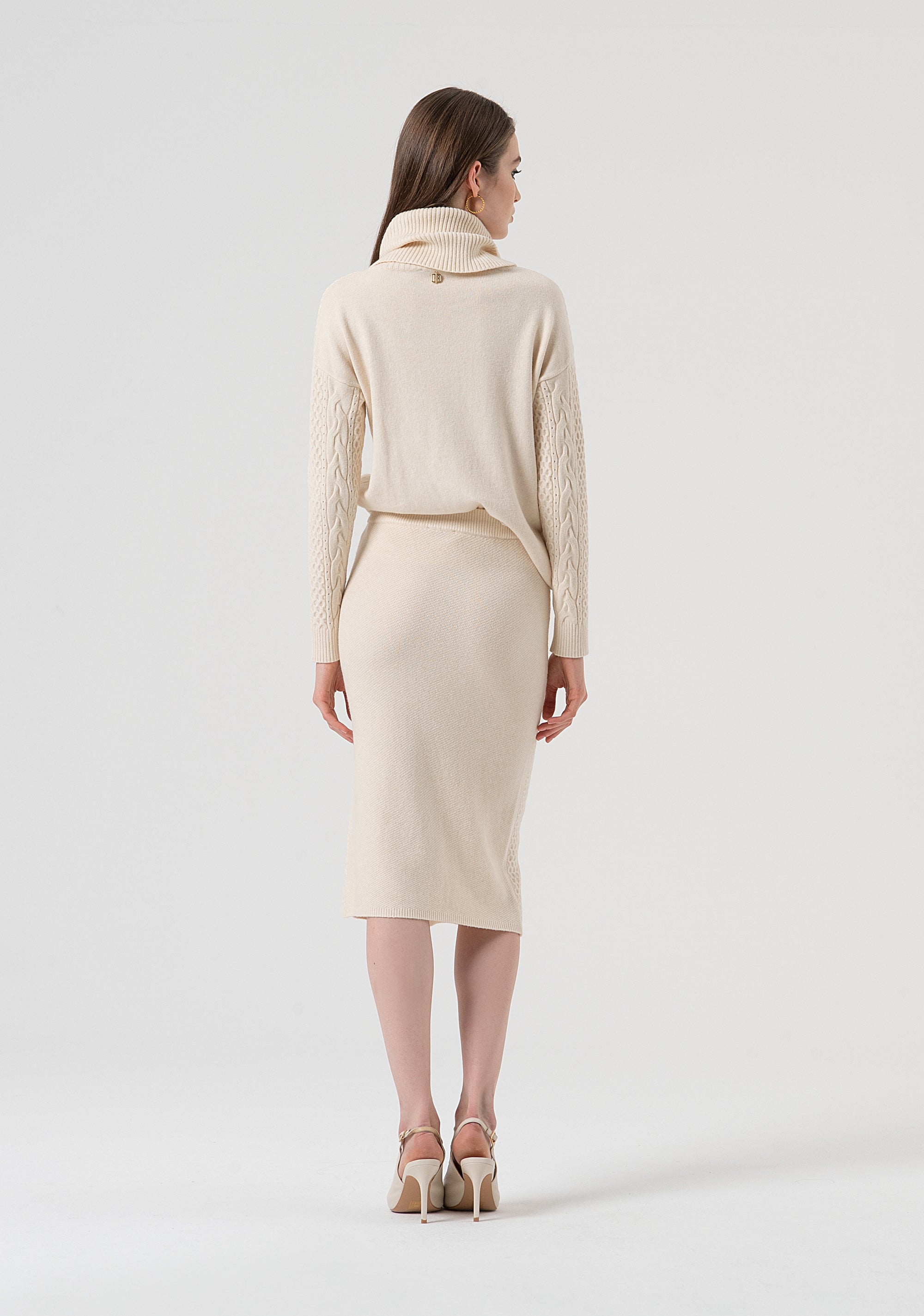Gonna slim midi in maglia con punto treccia FR25WG4007K50201-508 Fracomina