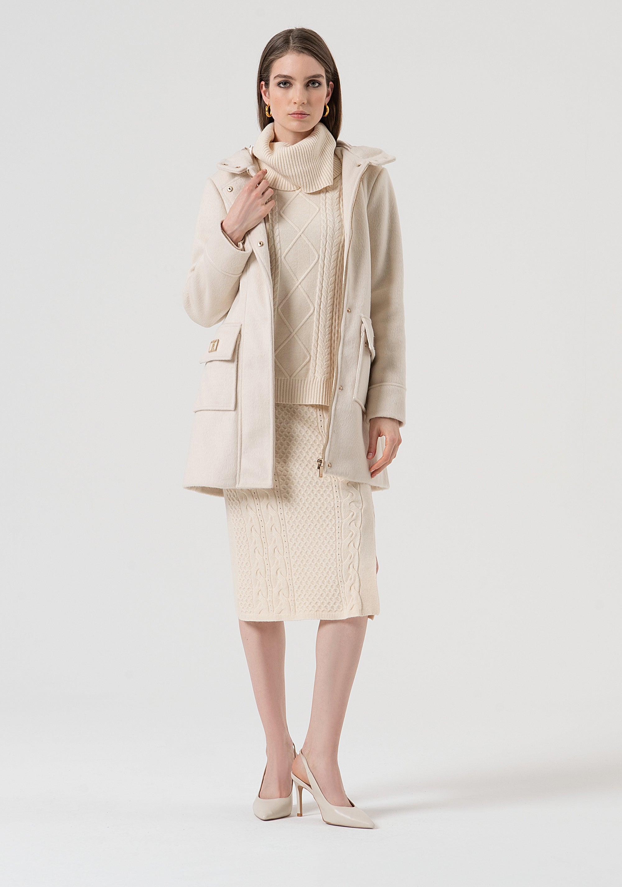 Gonna slim midi in maglia con punto treccia FR25WG4007K50201-508 Fracomina