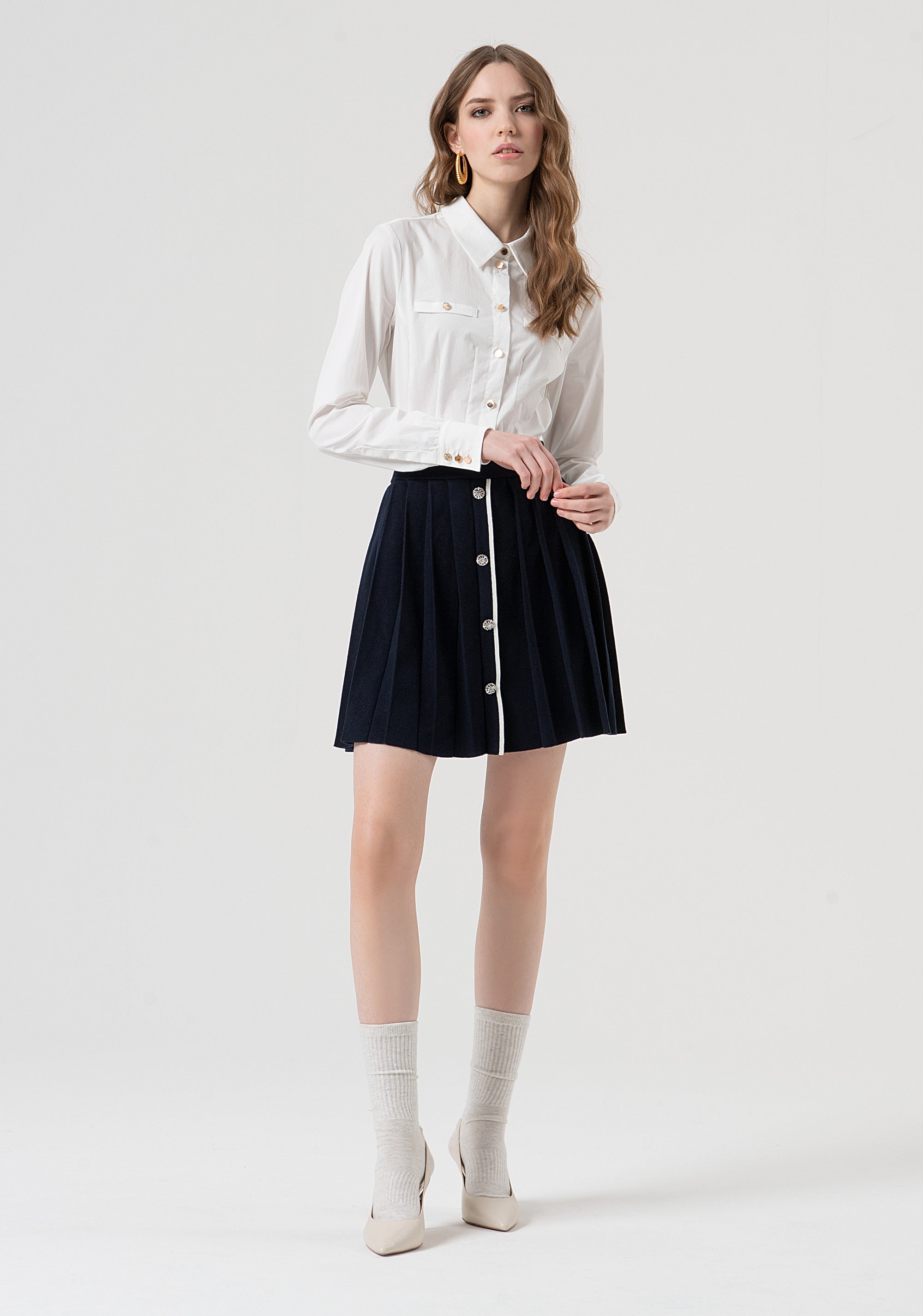 Gonna flare mini in maglia plissettata FR25WG4008K45601-968 Fracomina