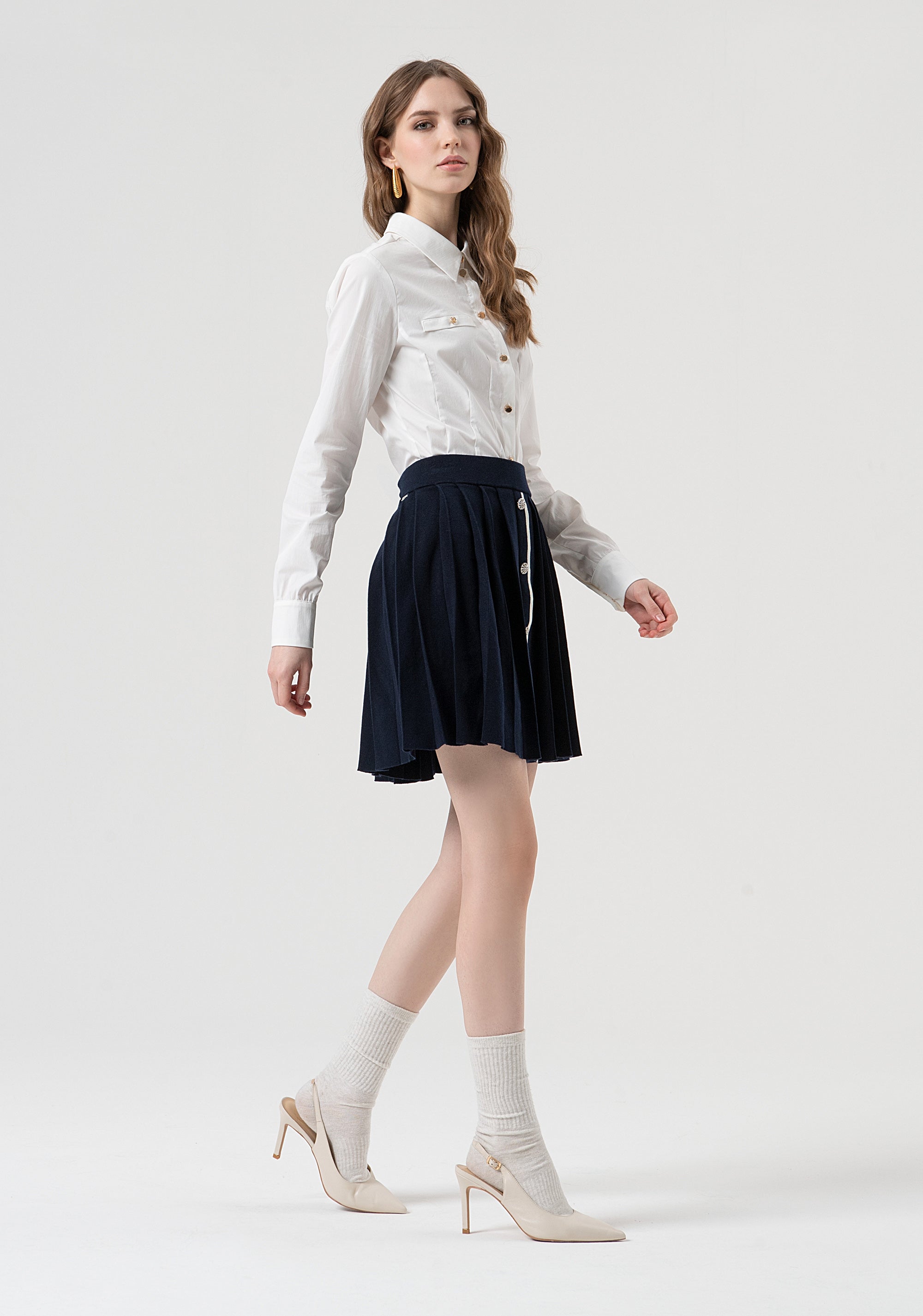 Gonna flare mini in maglia plissettata FR25WG4008K45601-968 Fracomina