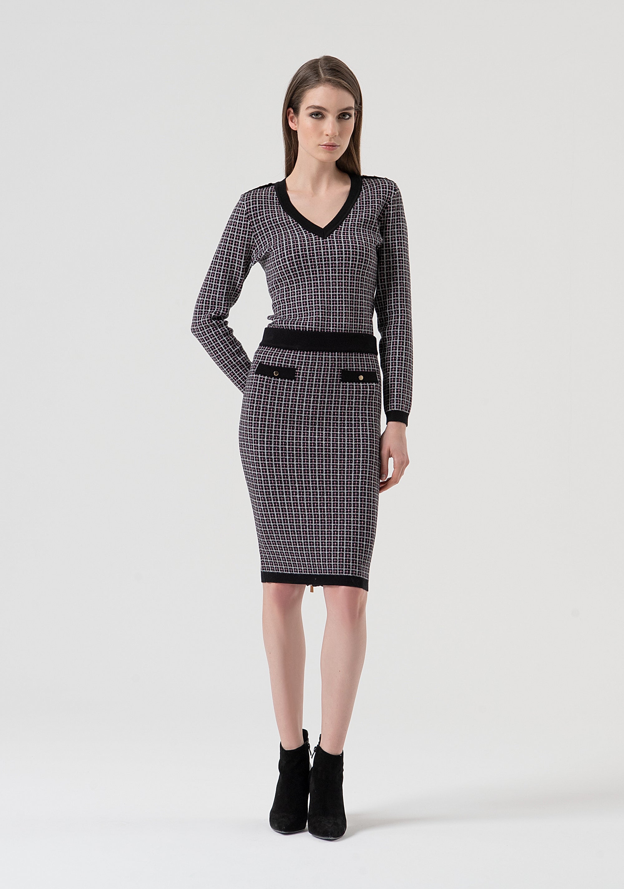Gonna slim midi con jacquard geometrico FR25WG4010K503F8-053 Fracomina