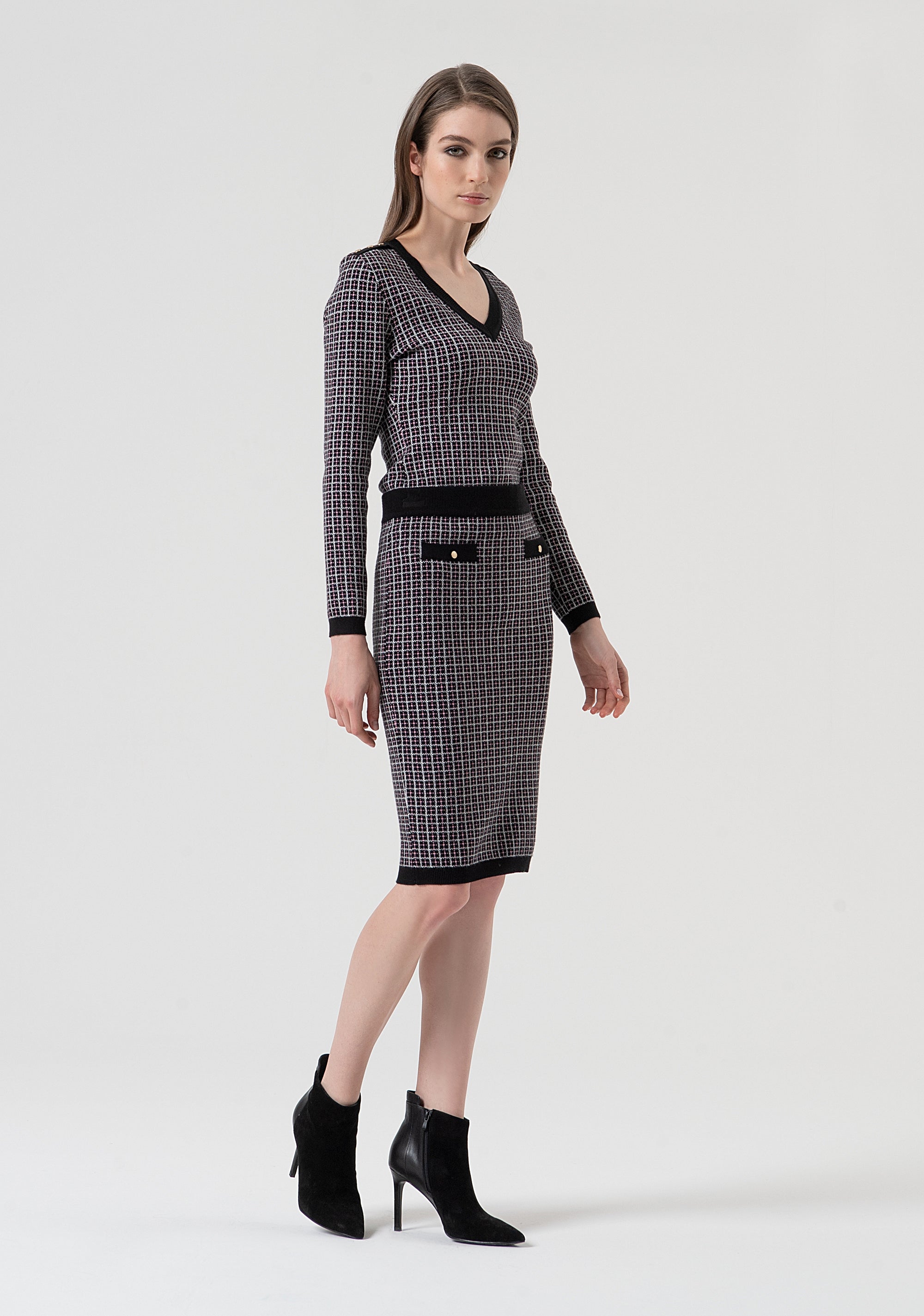 Gonna slim midi con jacquard geometrico FR25WG4010K503F8-053 Fracomina