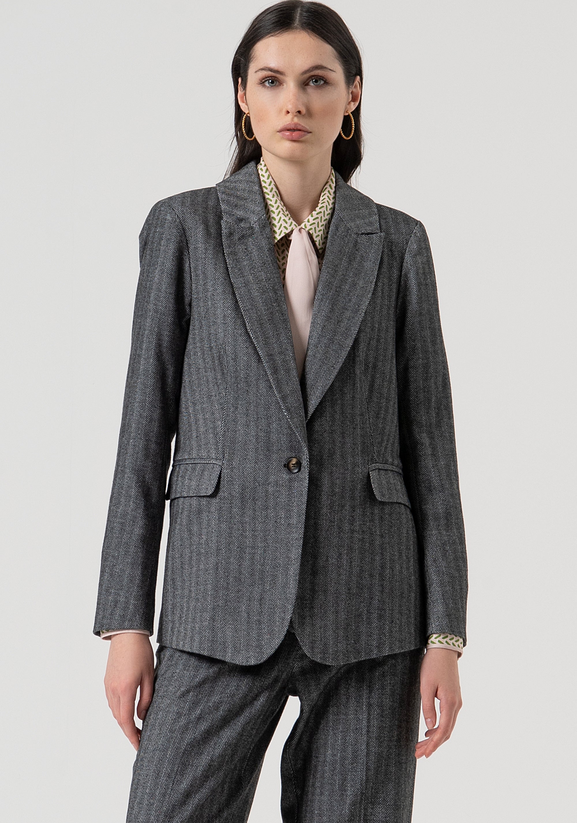 Blazer regular monopetto in fantasia spigata FR25WJ2005W492W5-159 Fracomina