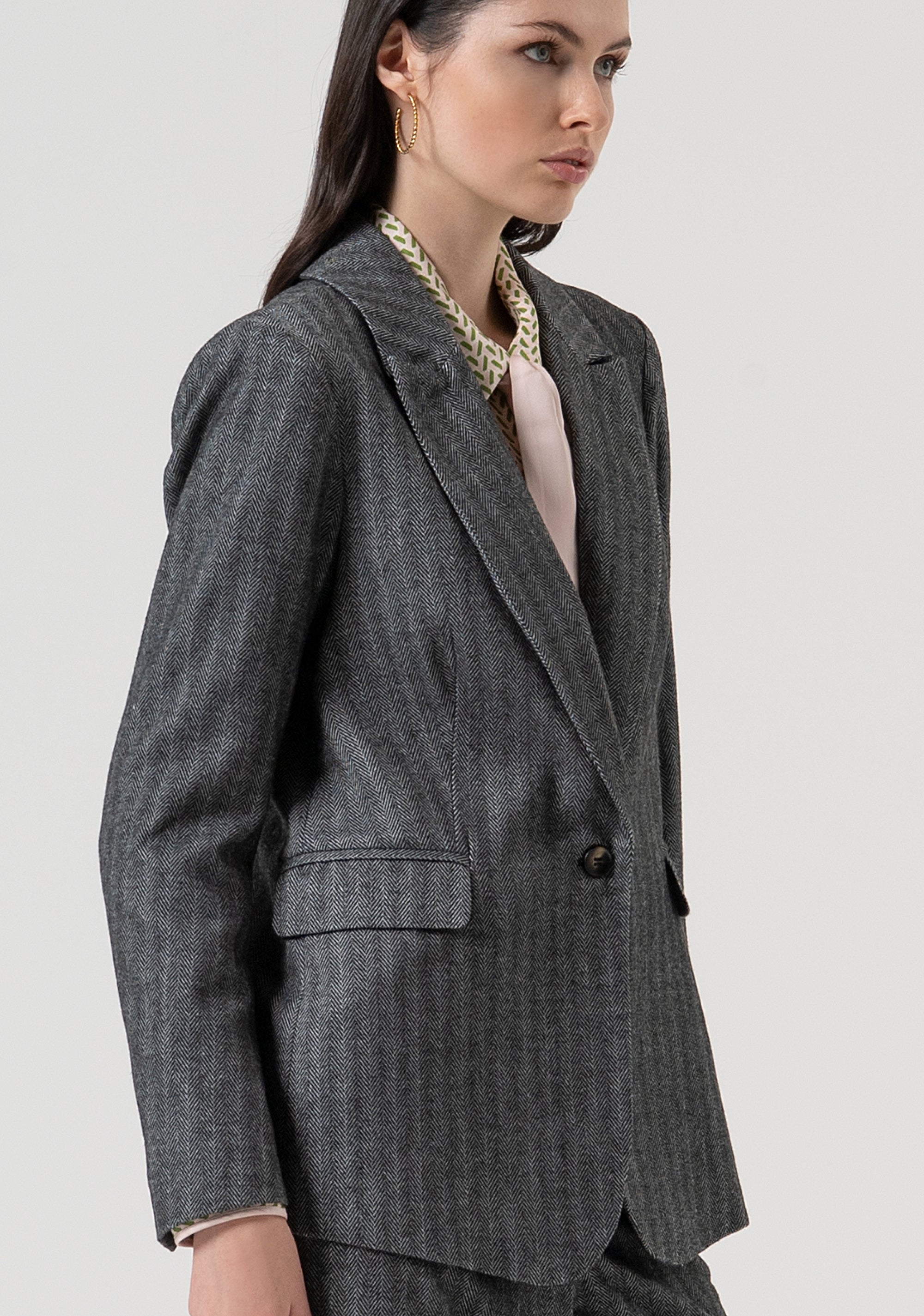 Blazer regular monopetto in fantasia spigata FR25WJ2005W492W5-159 Fracomina