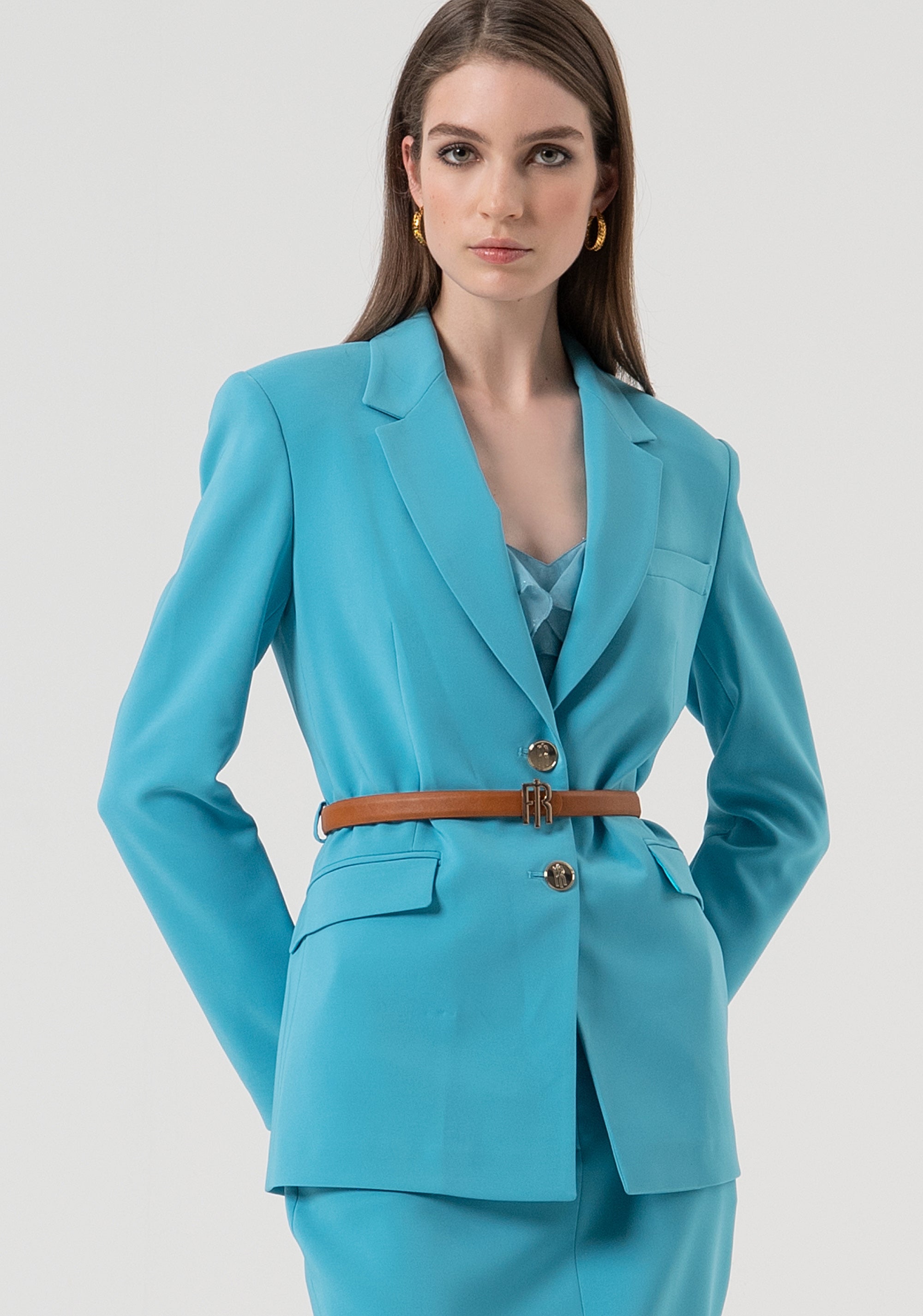Blazer regular monopetto con cintura abbinata FR25WJ3001W42901-T57 Fracomina